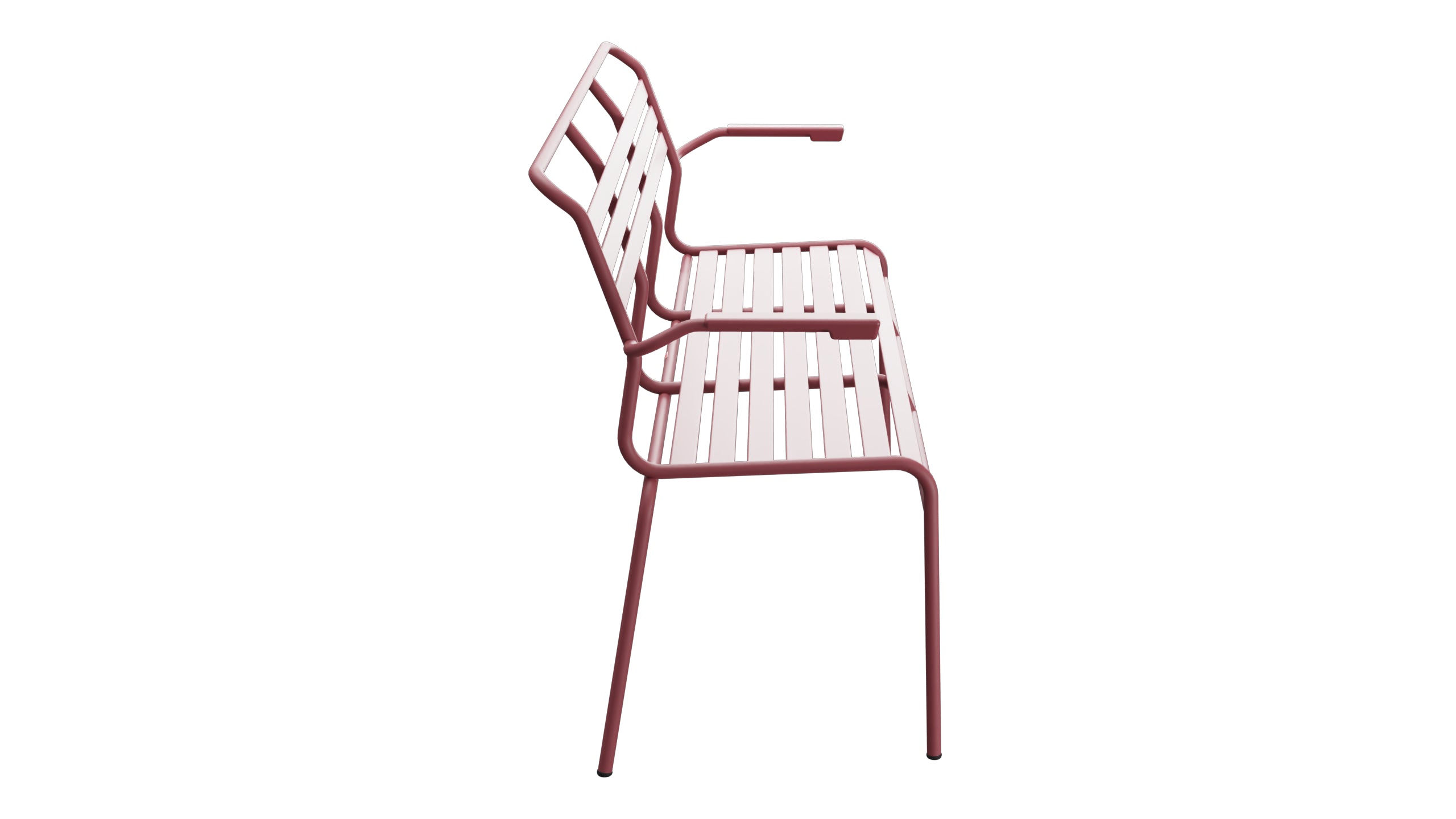 Säntis Lättli-3er Gartenbank mit Armlehne in Bordeaux präsentiert im Onlineshop von KAQTU Design AG. Gartenbank ist von Schaffner