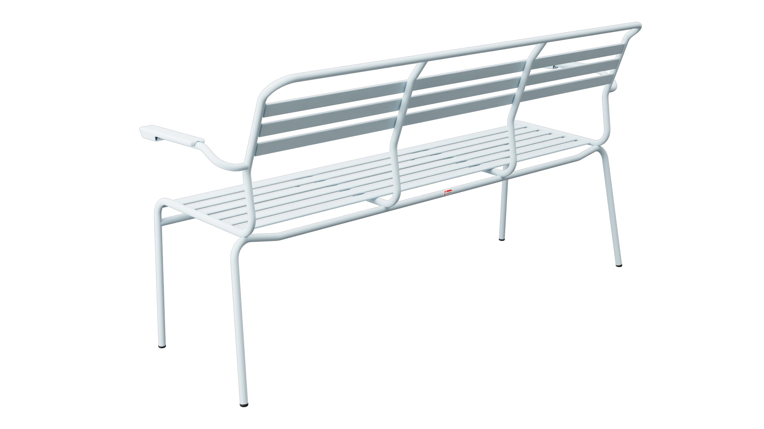 Säntis Lättli-3er Gartenbank mit Armlehne in Pastellblau präsentiert im Onlineshop von KAQTU Design AG. Gartenbank ist von Schaffner