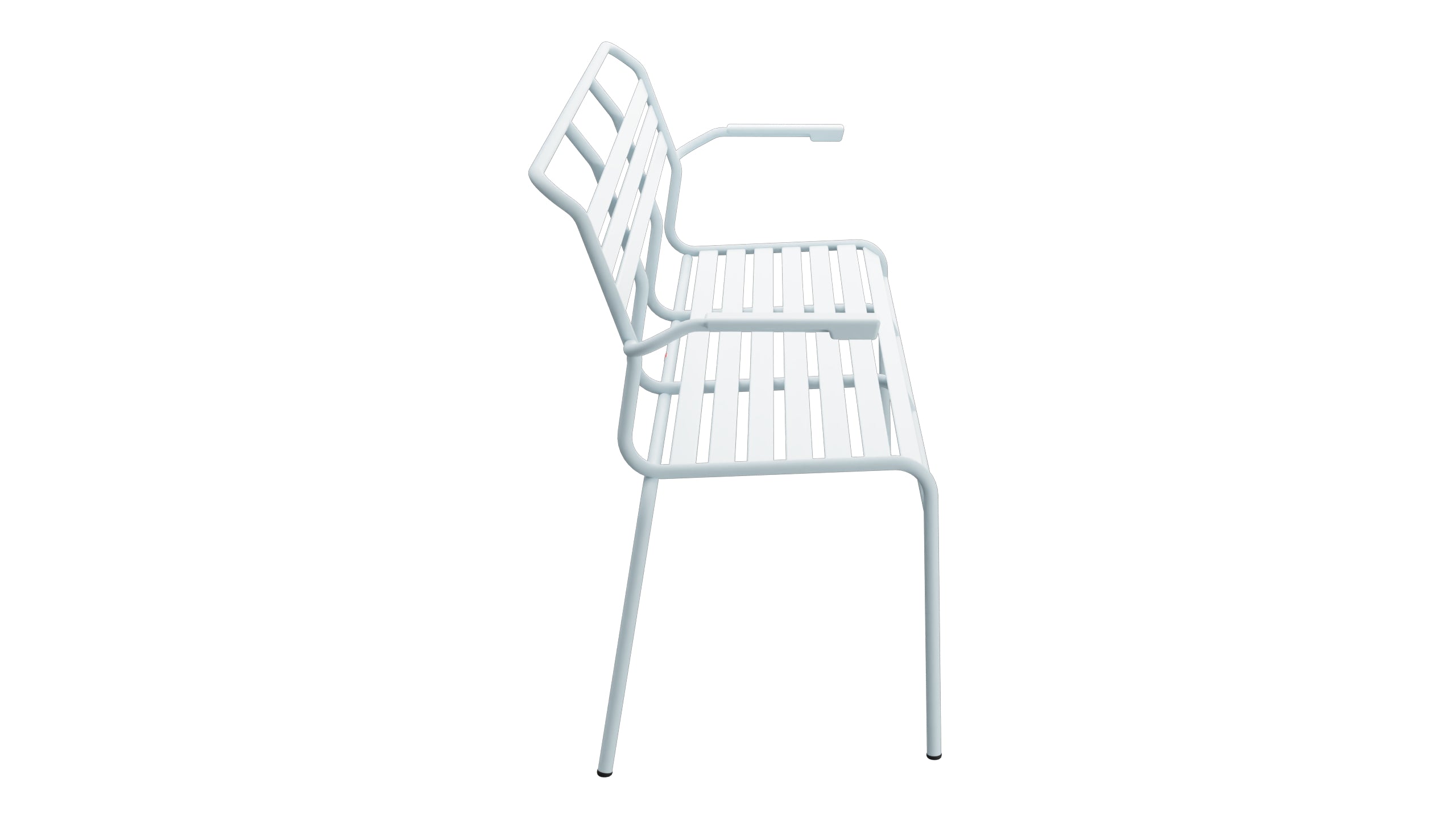 Säntis Lättli-3er Gartenbank mit Armlehne in Pastellblau präsentiert im Onlineshop von KAQTU Design AG. Gartenbank ist von Schaffner