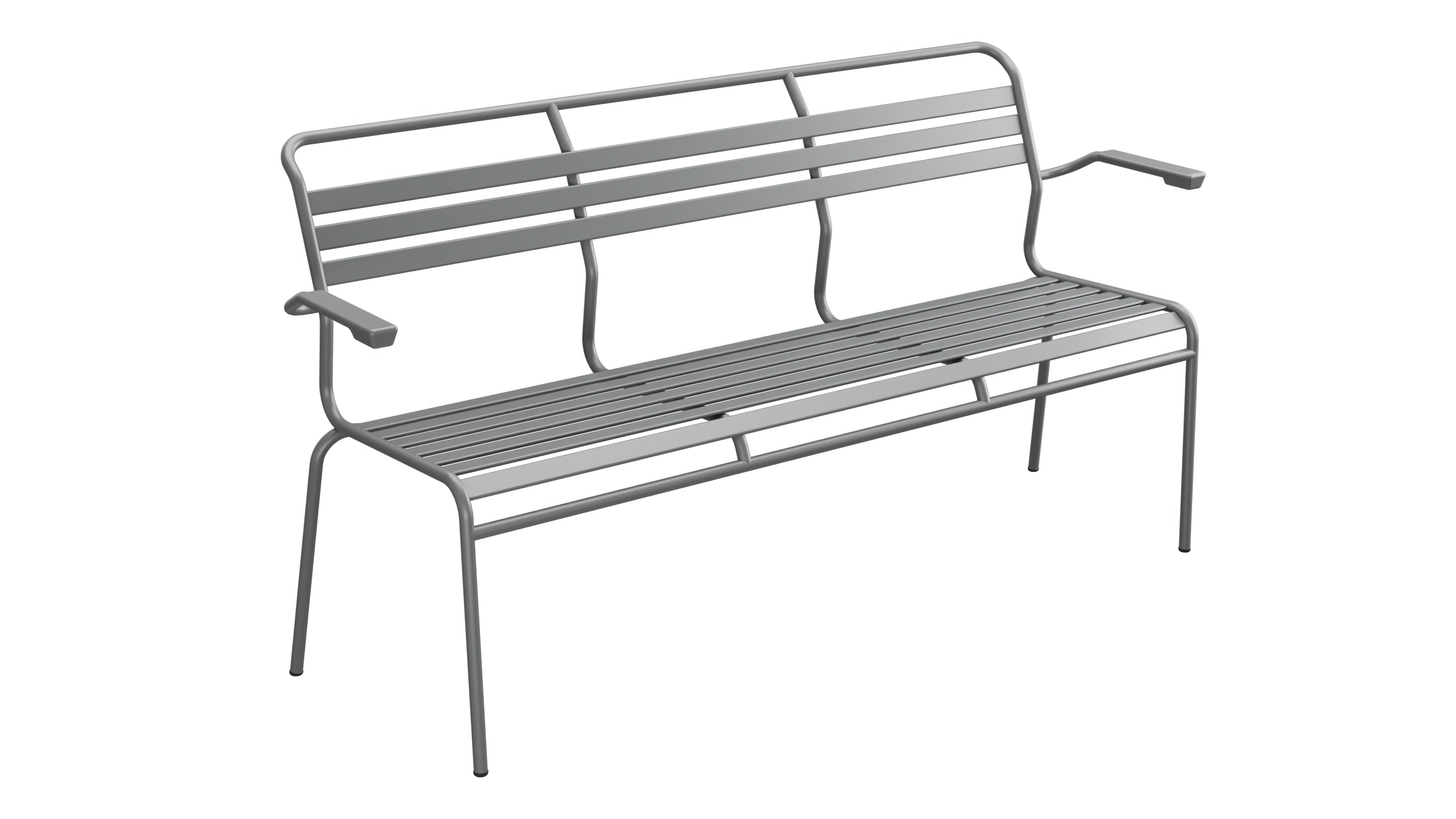 Säntis Lättli-3er Gartenbank mit Armlehne in Graphit präsentiert im Onlineshop von KAQTU Design AG. Gartenbank ist von Schaffner