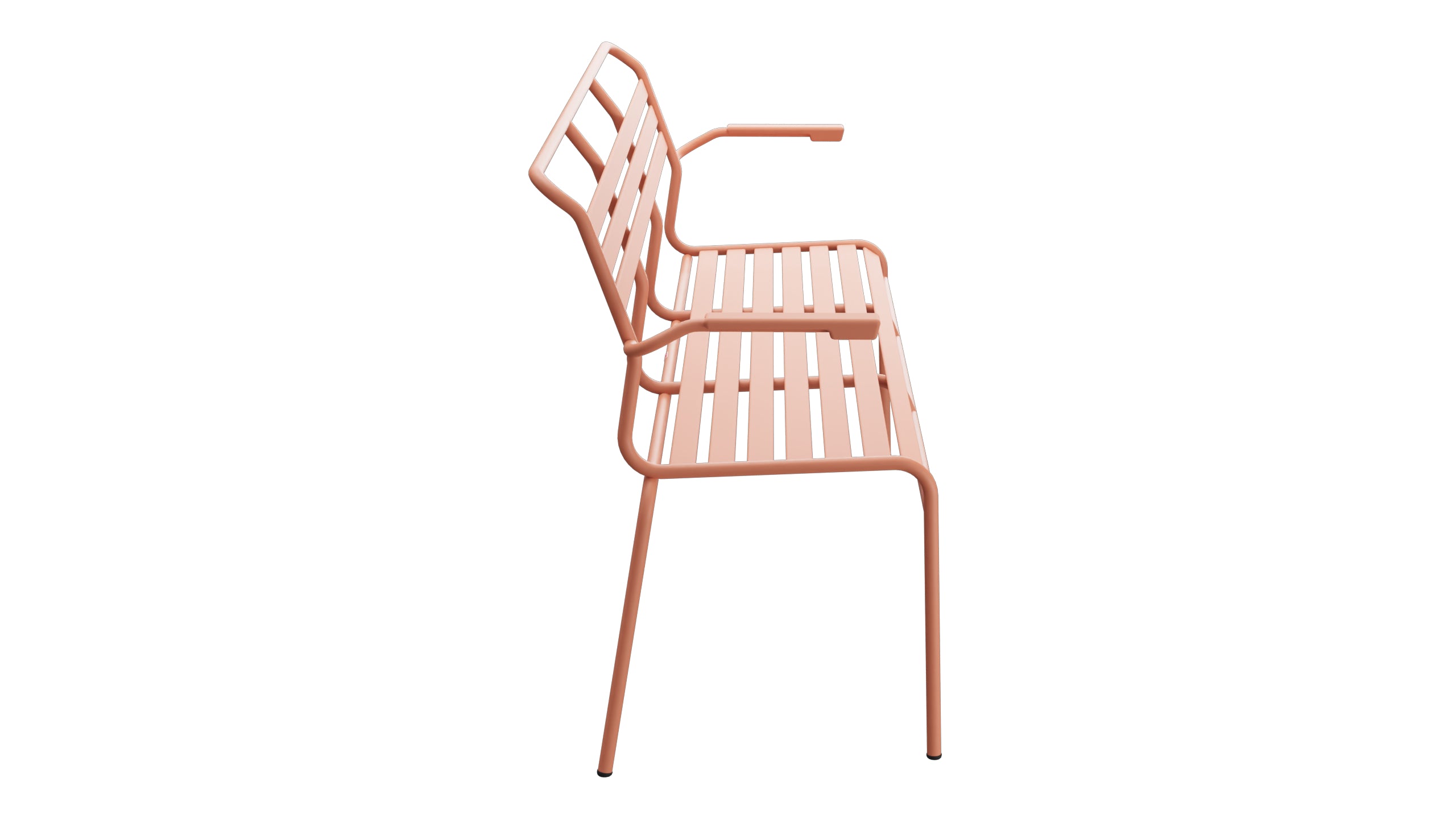 Säntis Lättli-3er Gartenbank mit Armlehne in Pastellterracotta präsentiert im Onlineshop von KAQTU Design AG. Gartenbank ist von Schaffner