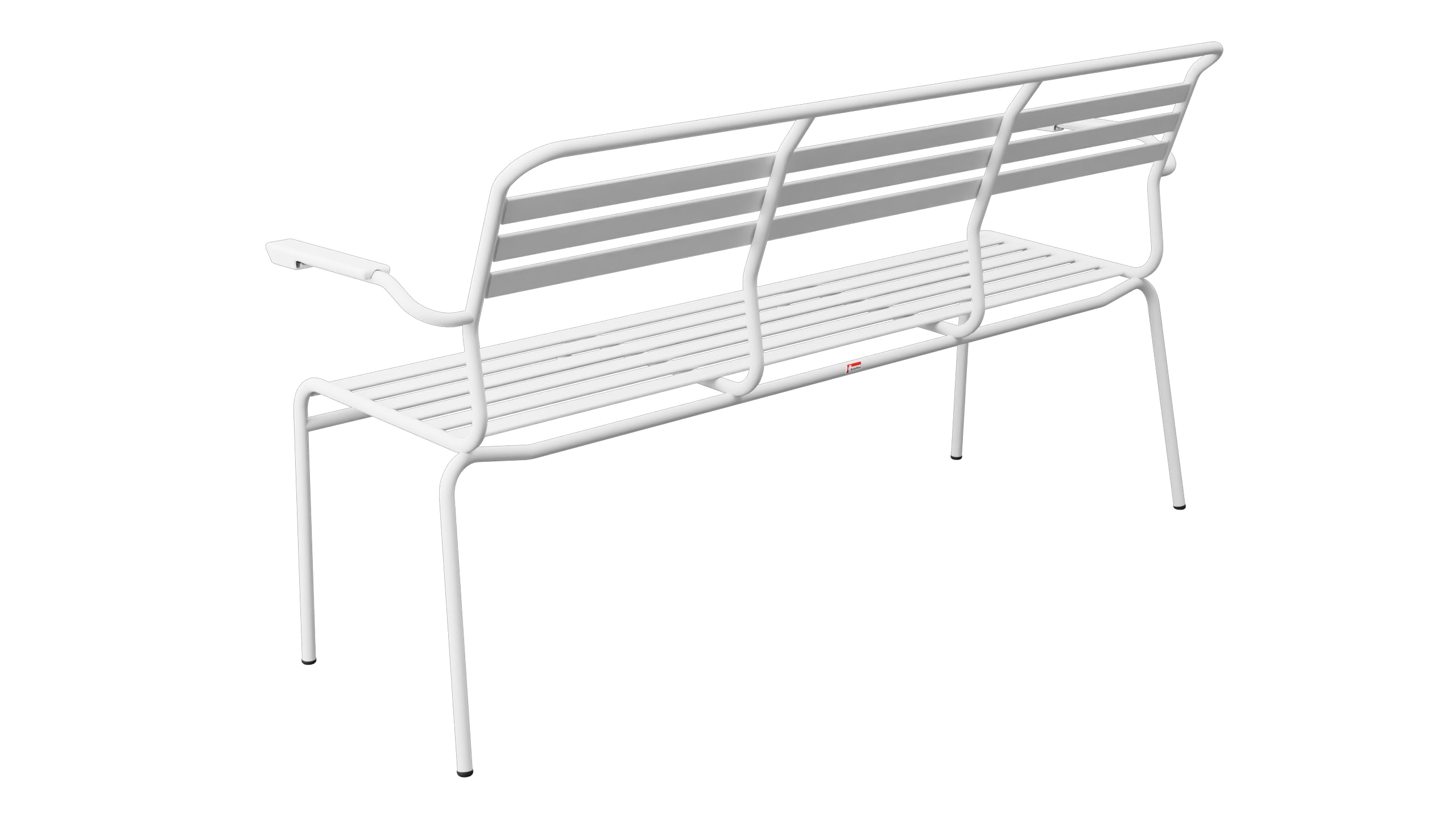 Säntis Lättli-3er Gartenbank mit Armlehne in Weiss präsentiert im Onlineshop von KAQTU Design AG. Gartenbank ist von Schaffner