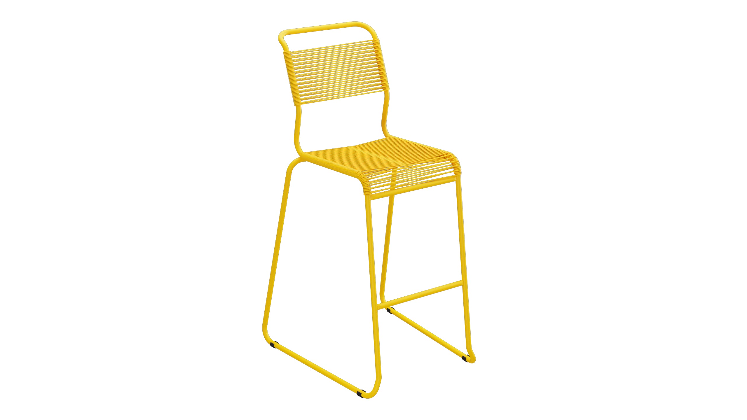 Säntis Spaghetti-Barstuhl Outdoor ohne Armlehne Kufen in Gelb präsentiert im Onlineshop von KAQTU Design AG. Outdoor-Barstuhl ist von Schaffner