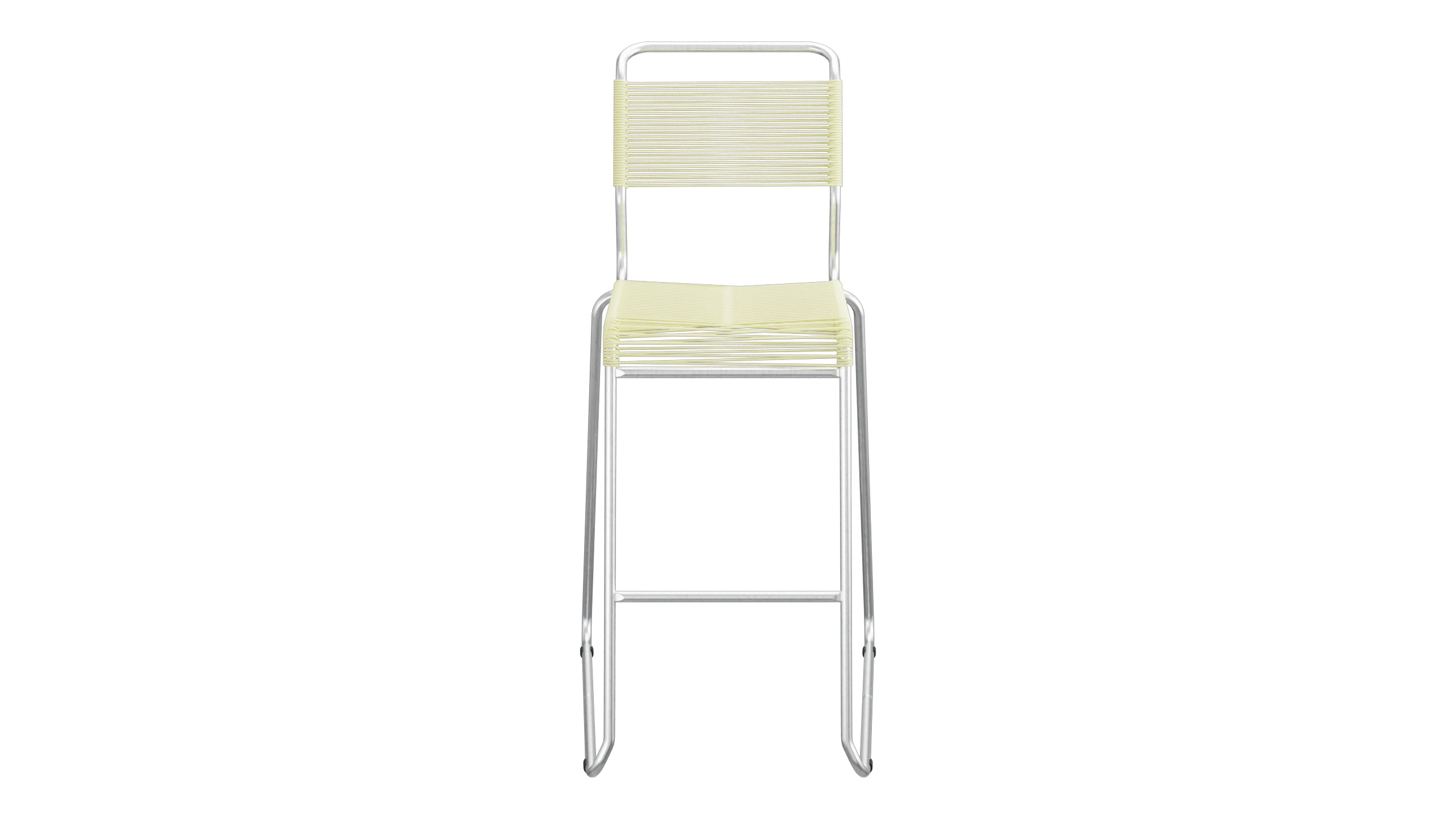 Säntis Spaghetti-Barstuhl Outdoor ohne Armlehne Kufen in Buchsbaumgelb präsentiert im Onlineshop von KAQTU Design AG. Outdoor-Barstuhl ist von Schaffner