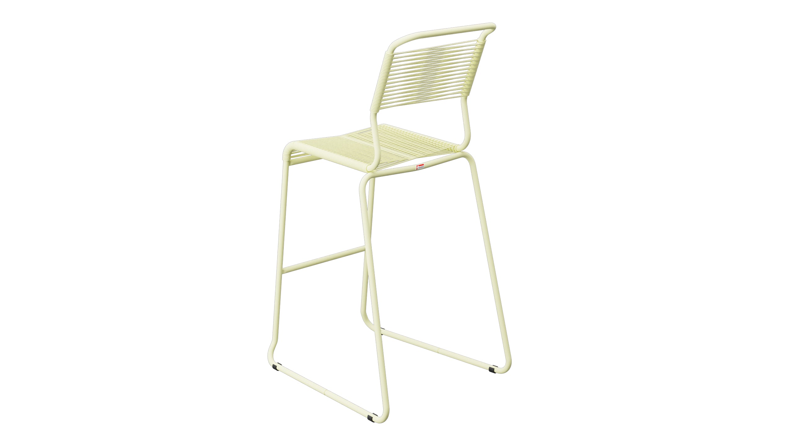 Säntis Spaghetti-Barstuhl Outdoor ohne Armlehne Kufen in Buchsbaumgelb präsentiert im Onlineshop von KAQTU Design AG. Outdoor-Barstuhl ist von Schaffner