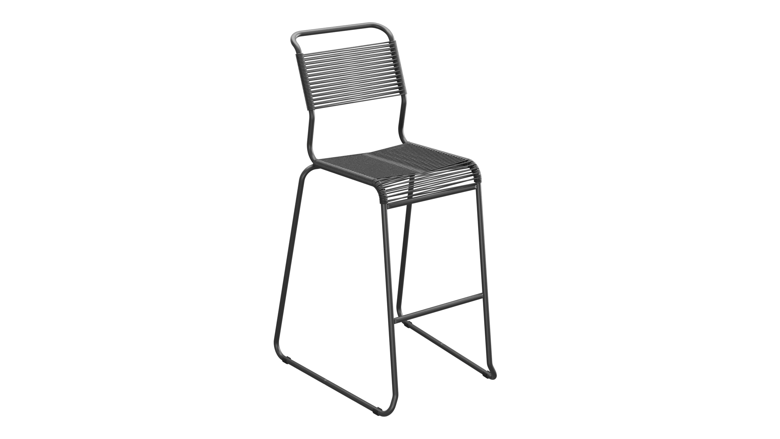 Säntis Spaghetti-Barstuhl Outdoor ohne Armlehne Kufen in Anthrazit präsentiert im Onlineshop von KAQTU Design AG. Outdoor-Barstuhl ist von Schaffner