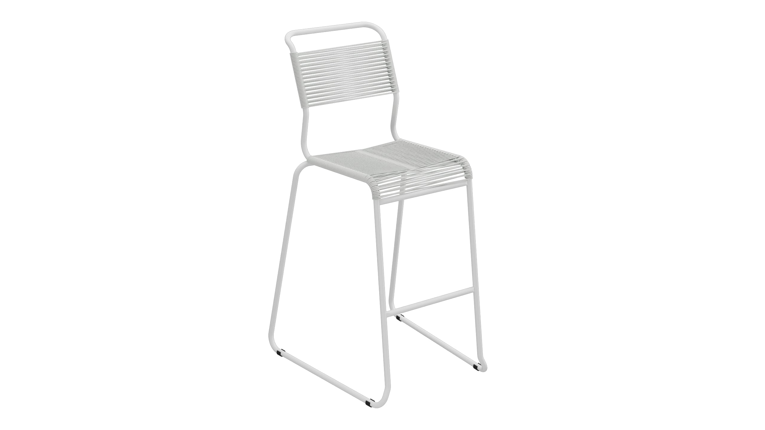 Säntis Spaghetti-Barstuhl Outdoor ohne Armlehne Kufen in Alusilber präsentiert im Onlineshop von KAQTU Design AG. Outdoor-Barstuhl ist von Schaffner