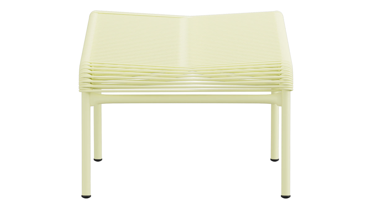 Säntis Spaghetti-Fusshocker in Buchsbaumgelb präsentiert im Onlineshop von KAQTU Design AG. Hocker Outdoor ist von Schaffner