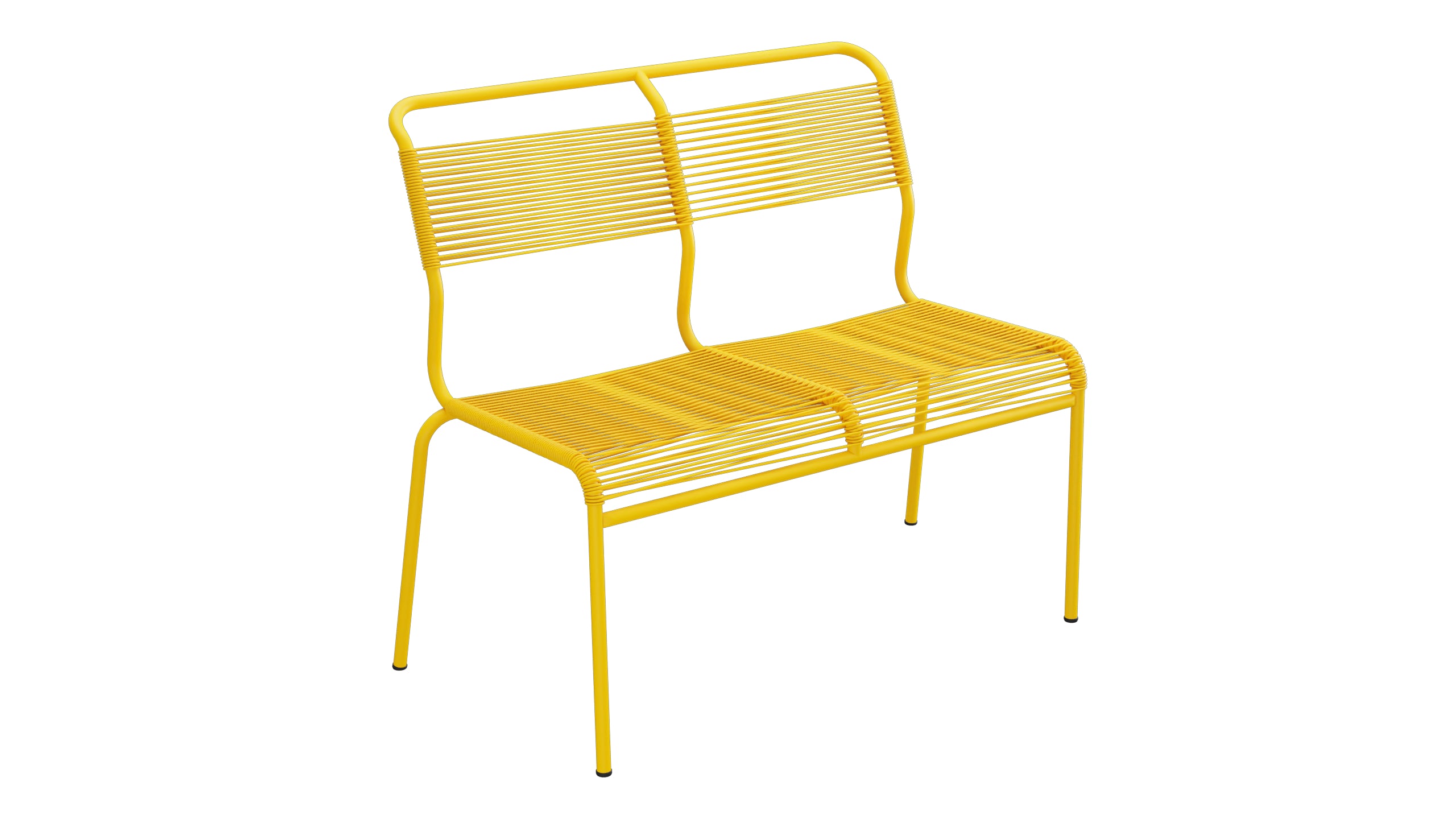 Säntis Spaghetti-2er Gartenbank ohne Armlehne in Gelb präsentiert im Onlineshop von KAQTU Design AG. Gartenbank ist von Schaffner