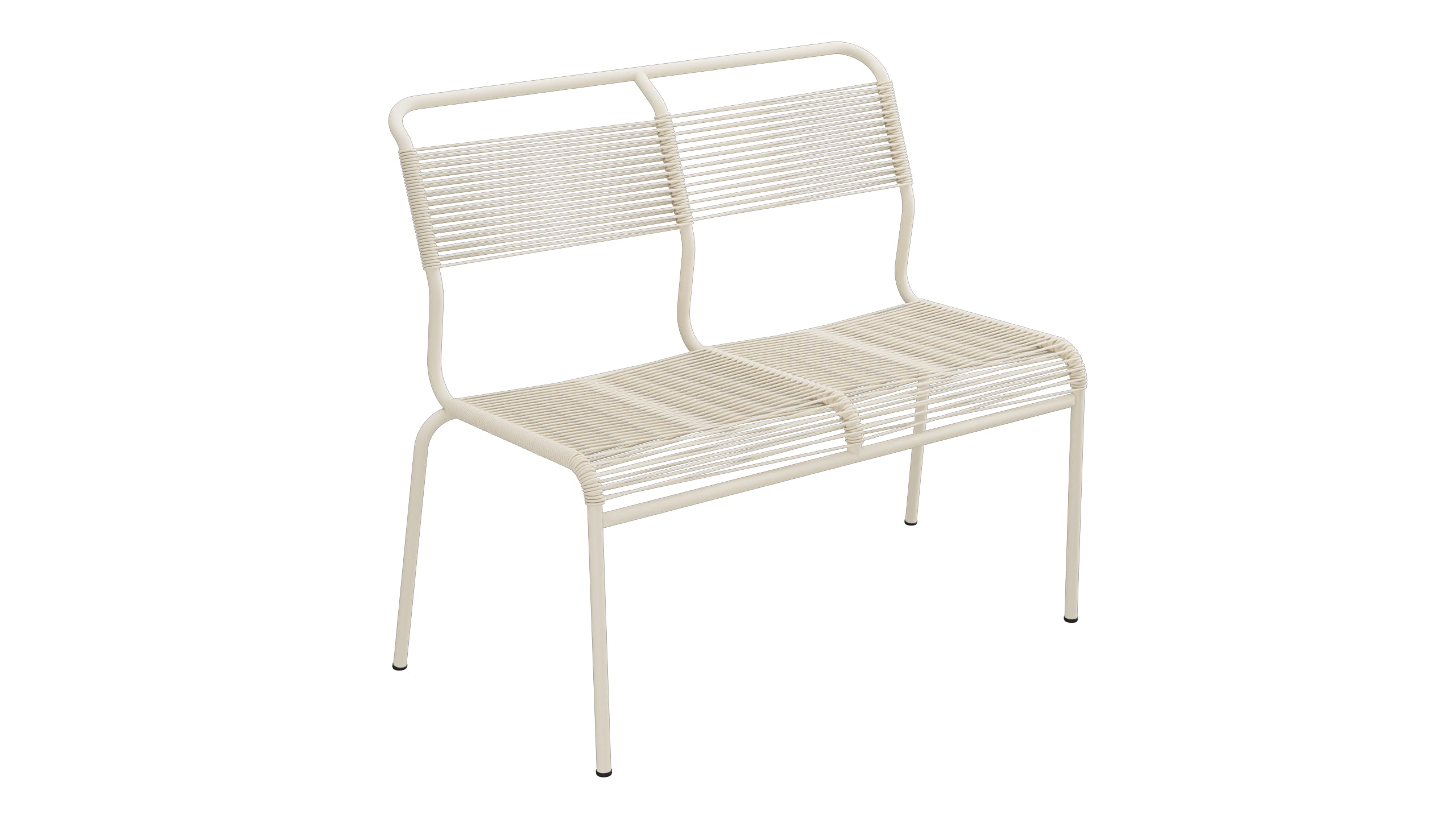Säntis Spaghetti-2er Gartenbank ohne Armlehne in Pastellsand präsentiert im Onlineshop von KAQTU Design AG. Gartenbank ist von Schaffner