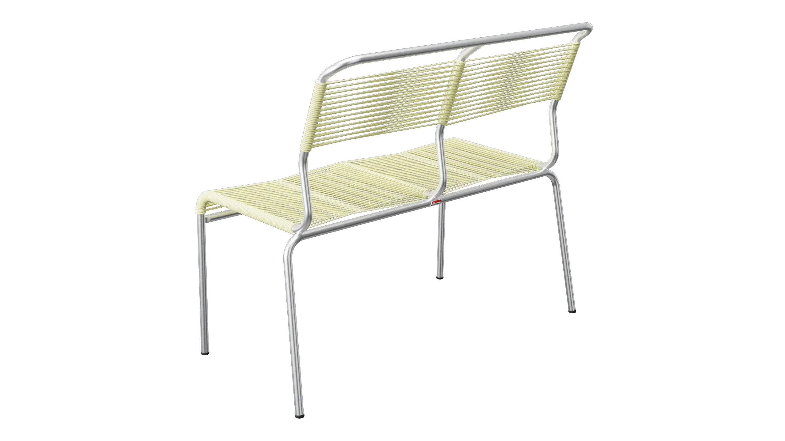 Säntis Spaghetti-2er Gartenbank ohne Armlehne in Buchsbaumgelb präsentiert im Onlineshop von KAQTU Design AG. Gartenbank ist von Schaffner