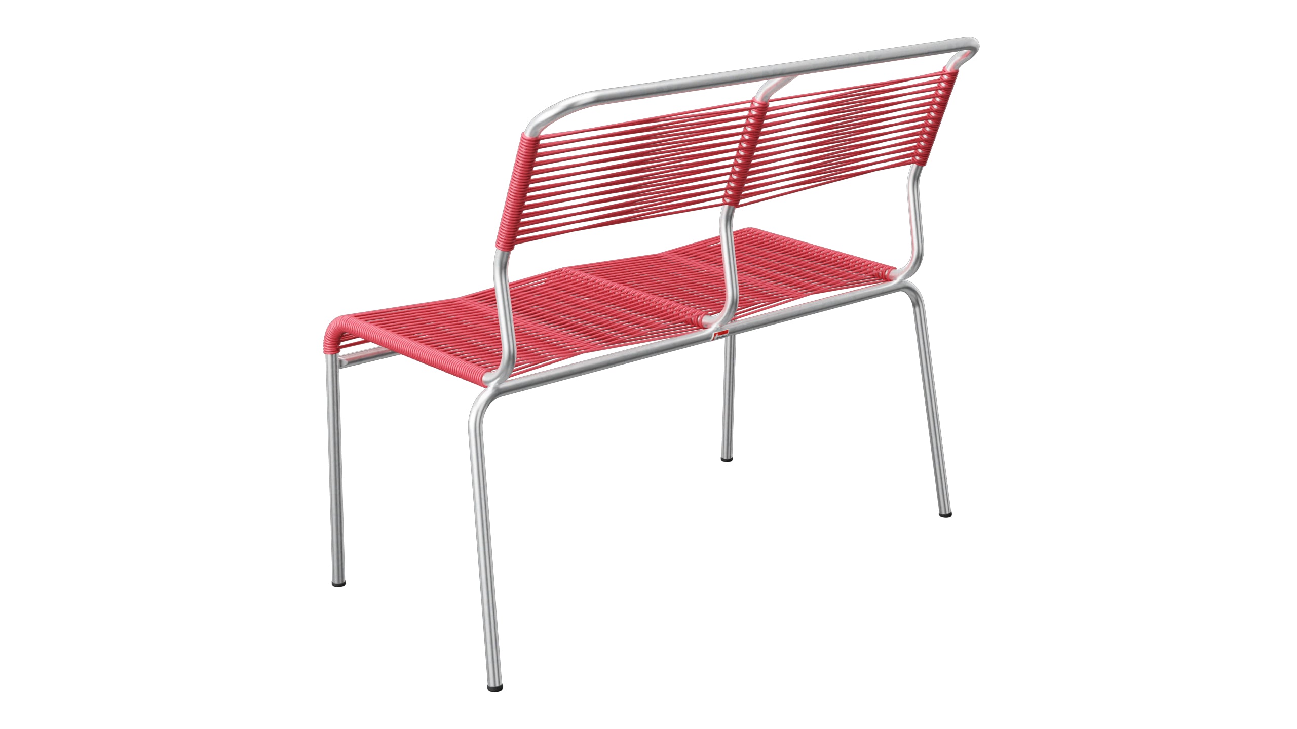 Säntis Spaghetti-2er Gartenbank ohne Armlehne in Ahornrot präsentiert im Onlineshop von KAQTU Design AG. Gartenbank ist von Schaffner