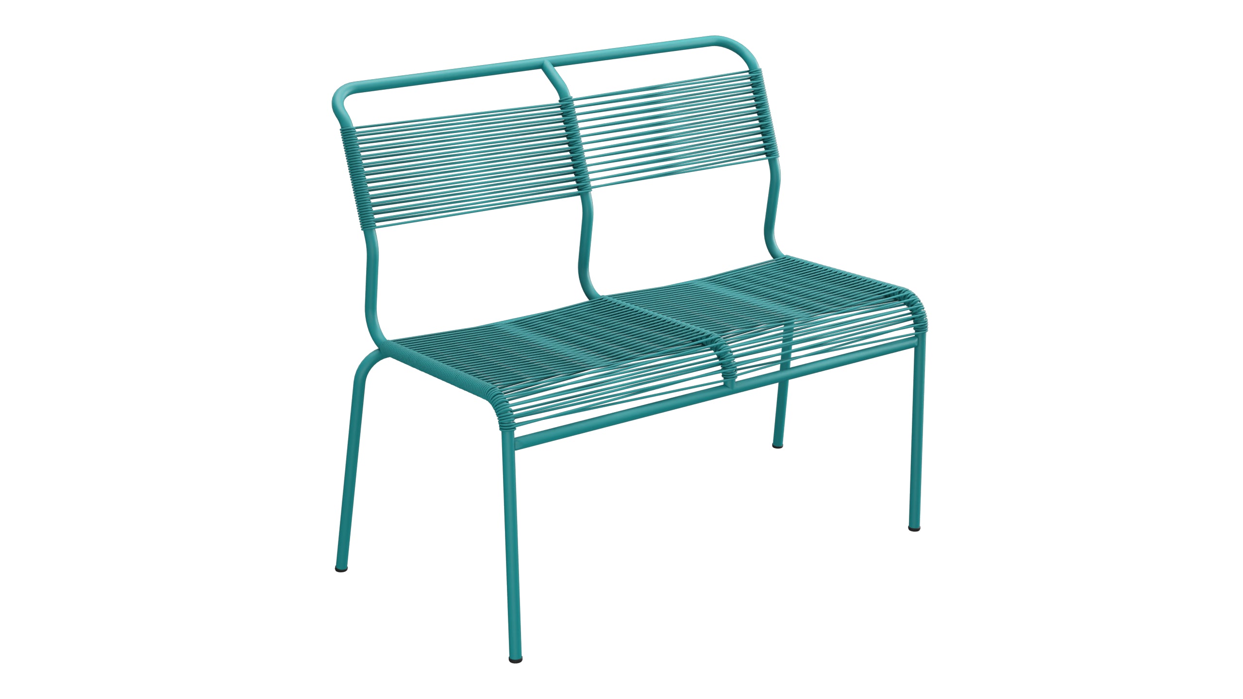 Säntis Spaghetti-2er Gartenbank ohne Armlehne in Kaliblau präsentiert im Onlineshop von KAQTU Design AG. Gartenbank ist von Schaffner