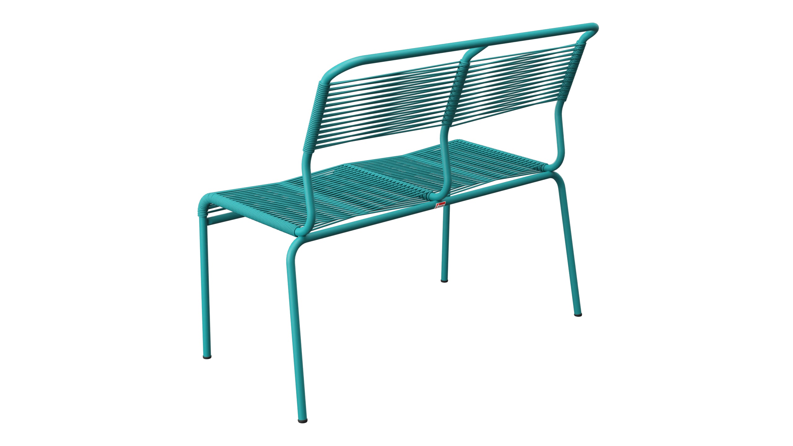 Säntis Spaghetti-2er Gartenbank ohne Armlehne in Kaliblau präsentiert im Onlineshop von KAQTU Design AG. Gartenbank ist von Schaffner
