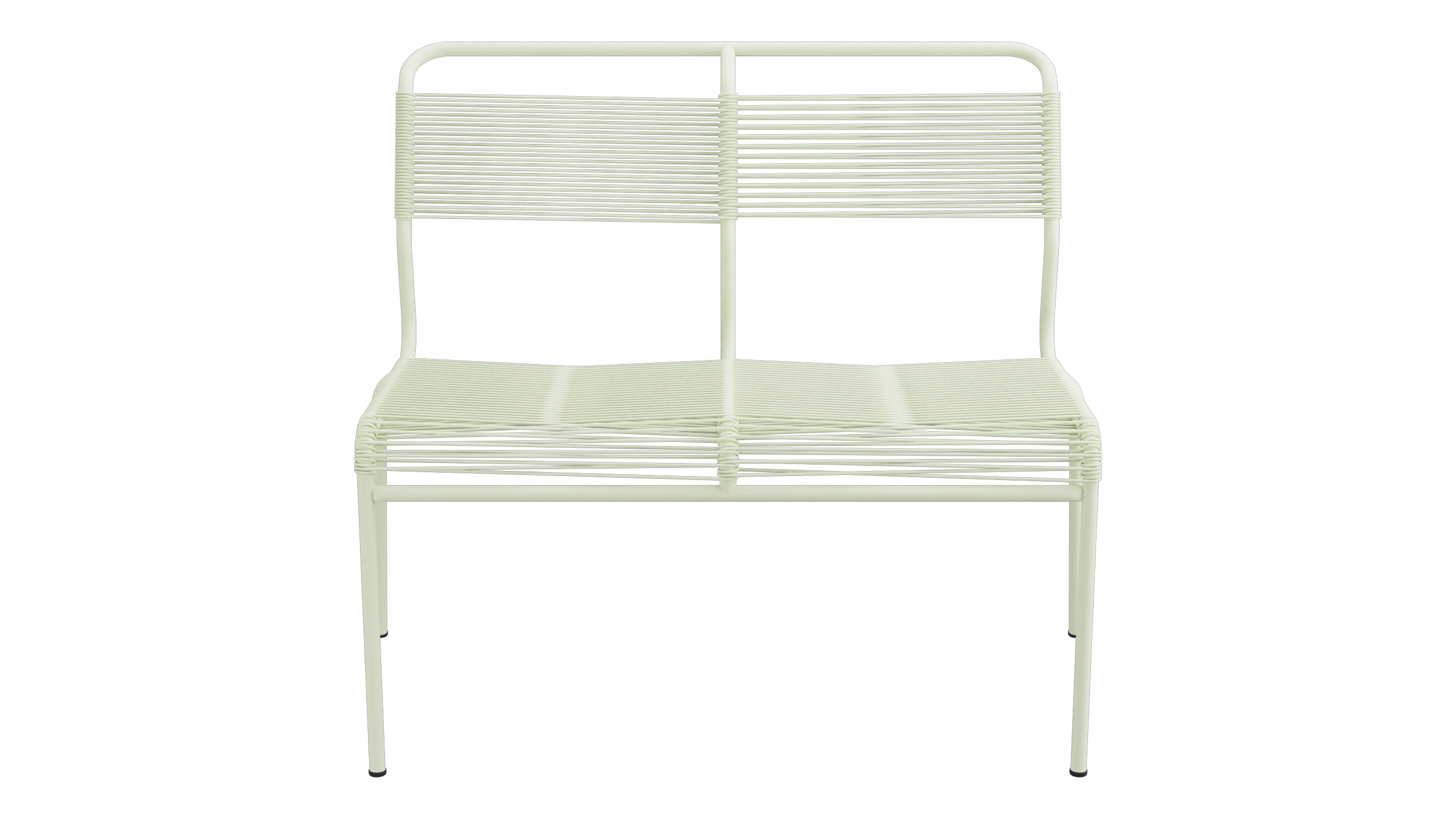 Säntis Spaghetti-2er Gartenbank ohne Armlehne in Pastellgrün präsentiert im Onlineshop von KAQTU Design AG. Gartenbank ist von Schaffner