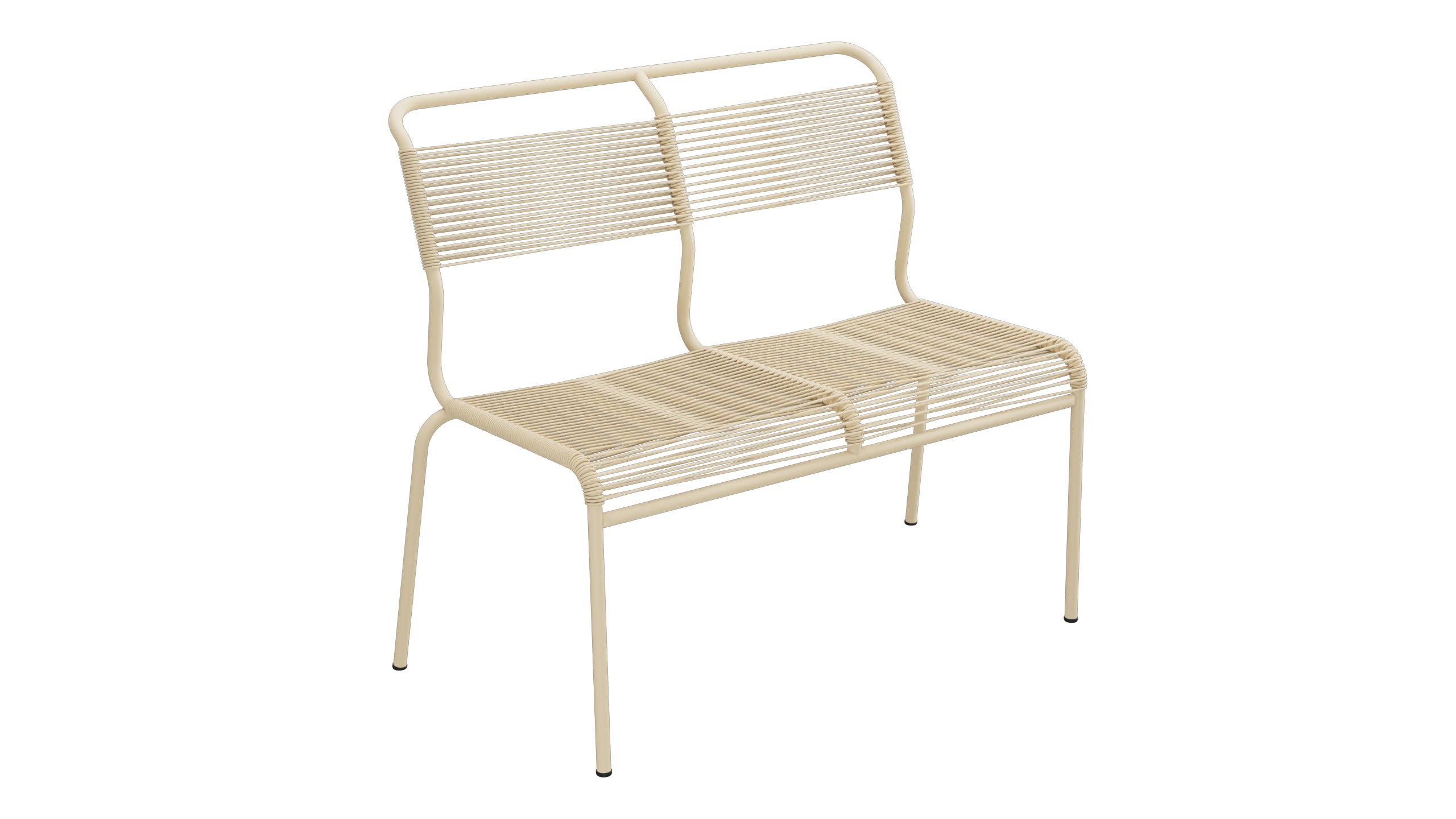 Säntis Spaghetti-2er Gartenbank ohne Armlehne in Pastellbraun präsentiert im Onlineshop von KAQTU Design AG. Gartenbank ist von Schaffner