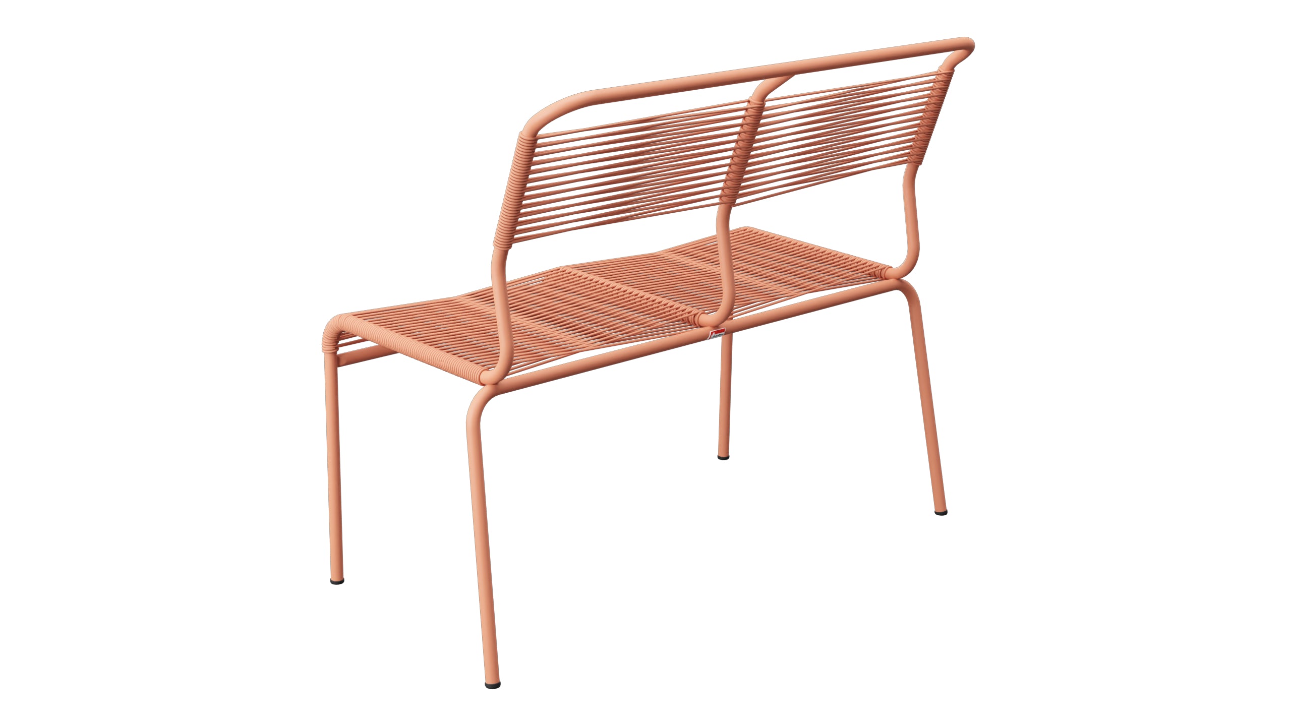 Säntis Spaghetti-2er Gartenbank ohne Armlehne in Pastellterracotta präsentiert im Onlineshop von KAQTU Design AG. Gartenbank ist von Schaffner