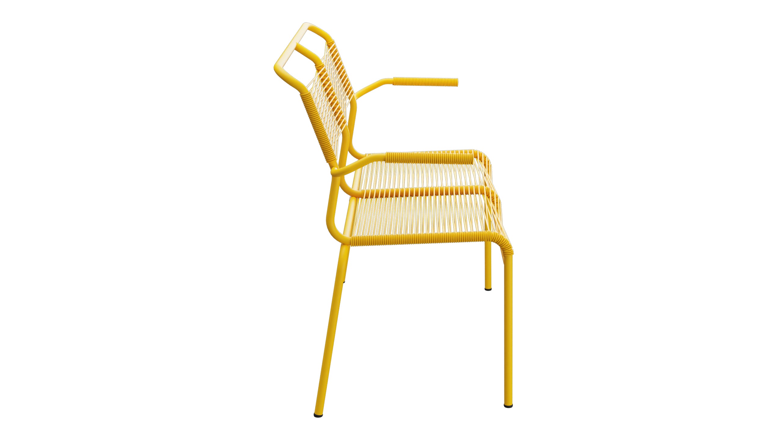 Säntis Spaghetti-2er Gartenbank mit Armlehne in Gelb präsentiert im Onlineshop von KAQTU Design AG. Gartenbank ist von Schaffner