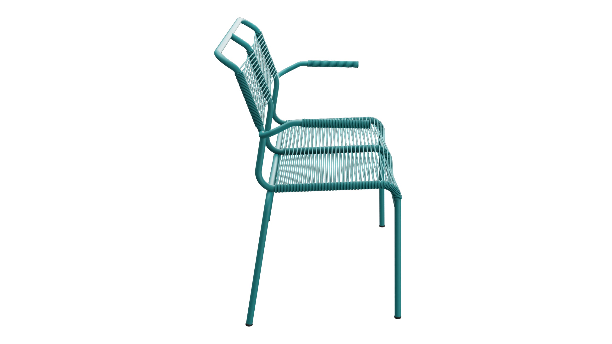 Säntis Spaghetti-2er Gartenbank mit Armlehne in Kaliblau präsentiert im Onlineshop von KAQTU Design AG. Gartenbank ist von Schaffner