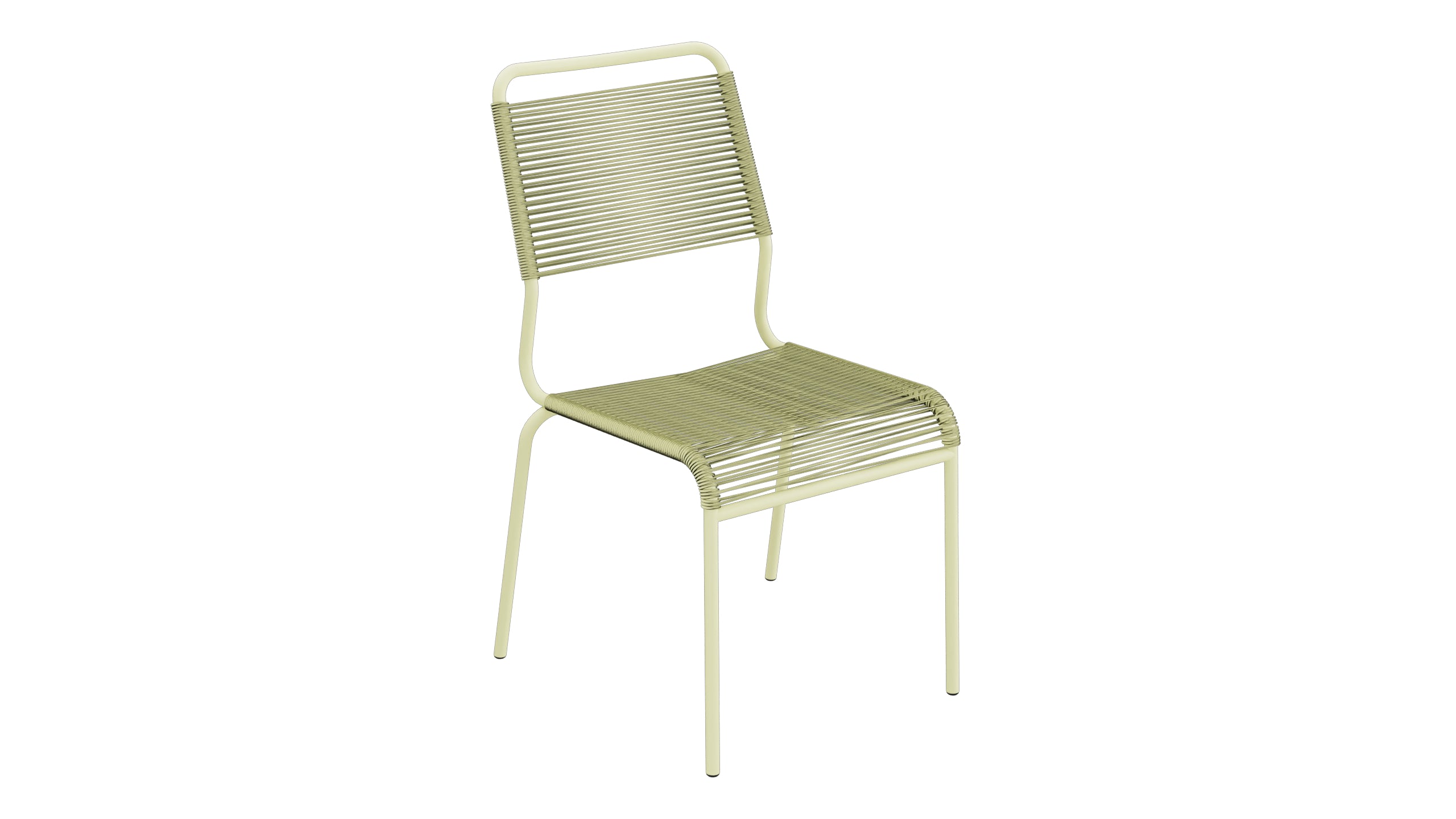 Rigi Spaghetti-Gartenstuhl ohne Armlehne Comfort in Buchsbaumgelb präsentiert im Onlineshop von KAQTU Design AG. Gartenstuhl ist von Schaffner