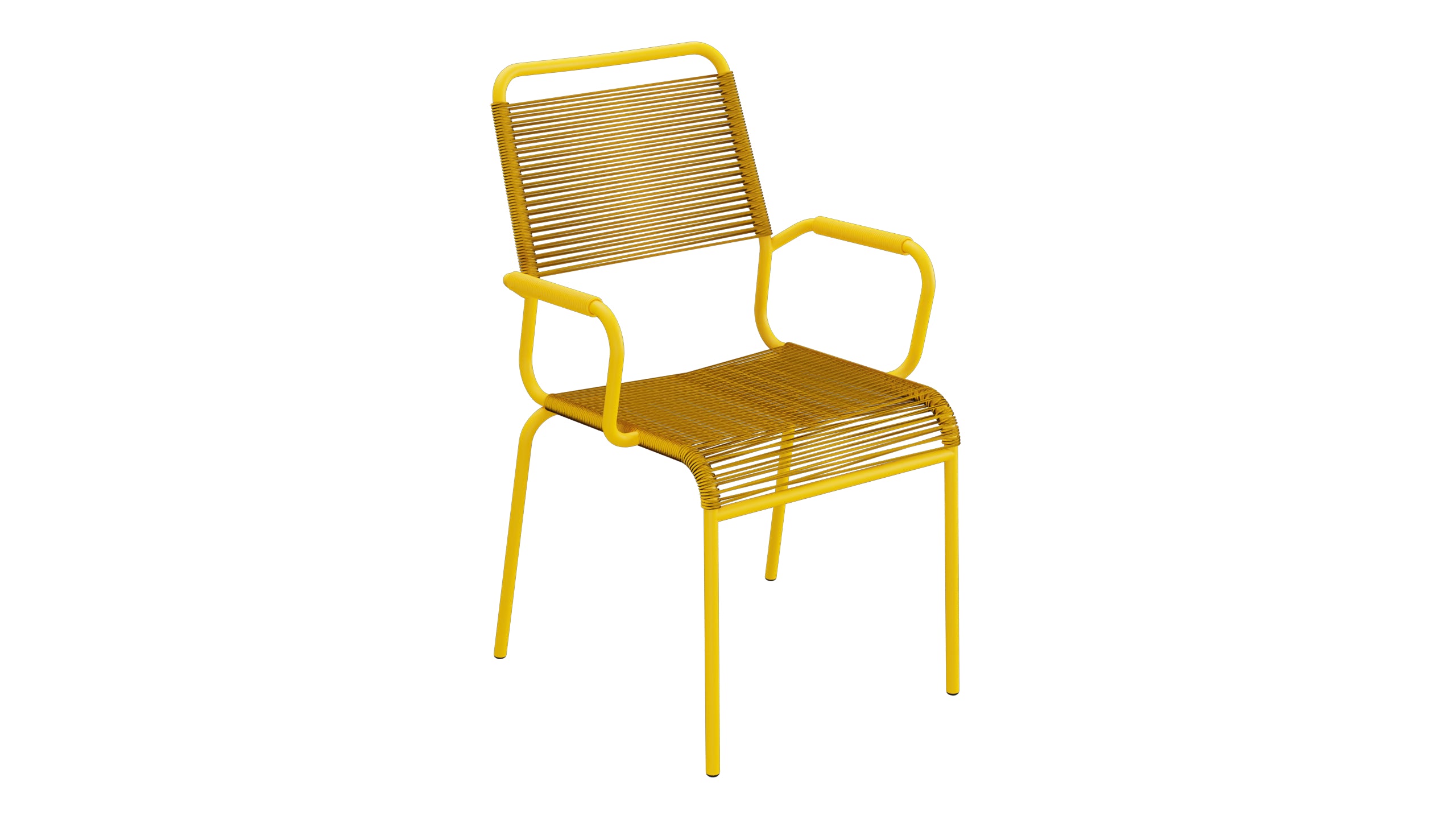Rigi Spaghetti-Gartenstuhl mit Armlehne Comfort in Gelb präsentiert im Onlineshop von KAQTU Design AG. Gartenstuhl mit Armlehnen ist von Schaffner