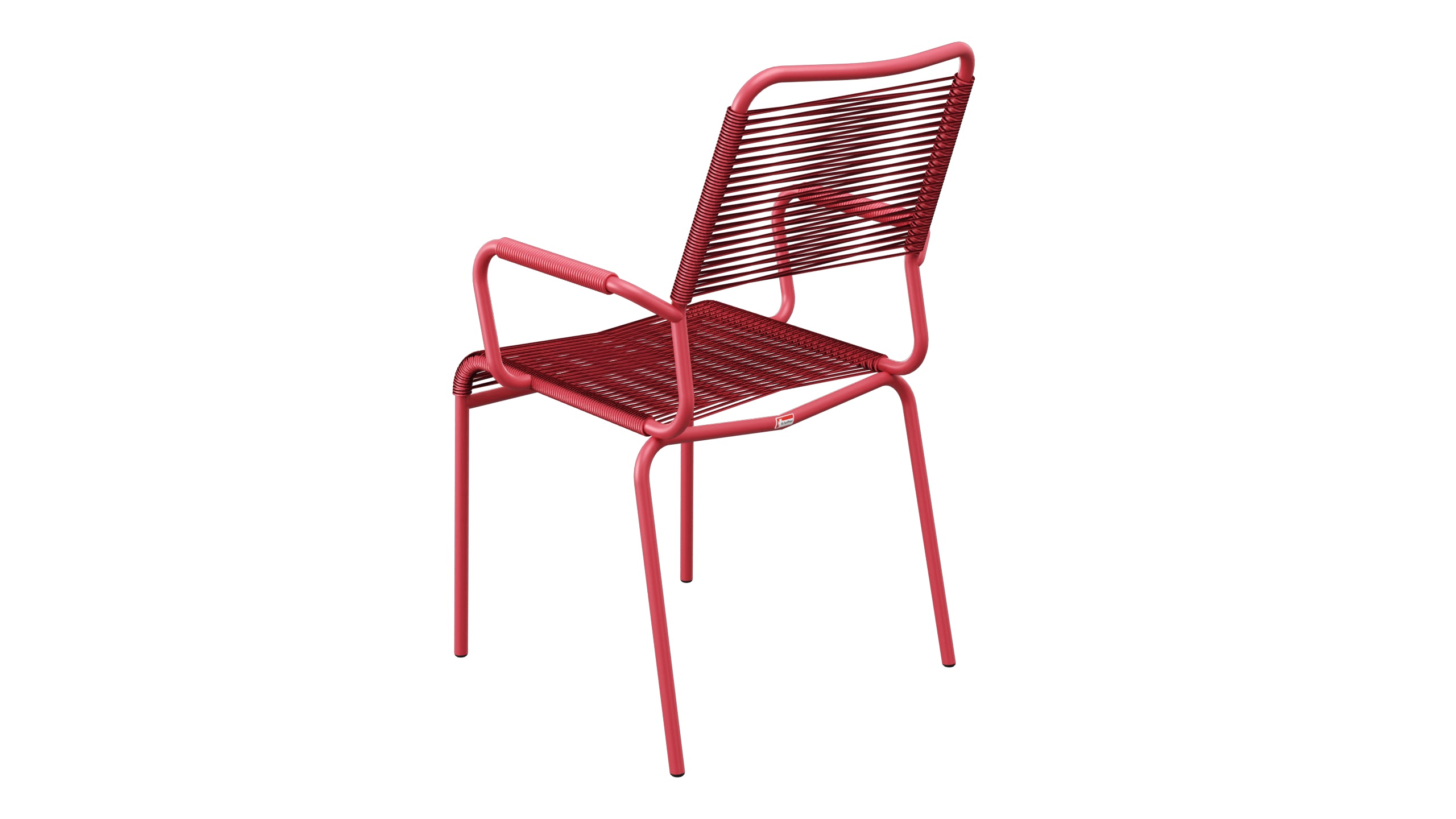 Rigi Spaghetti-Gartenstuhl mit Armlehne Comfort in Ahornrot präsentiert im Onlineshop von KAQTU Design AG. Gartenstuhl mit Armlehnen ist von Schaffner