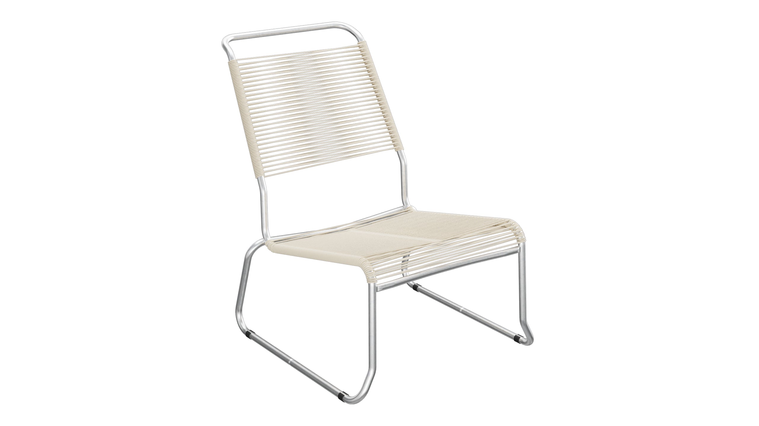 Säntis Spaghetti-Lounger ohne Armlehne Hochlehner Kufen in Pastellsand präsentiert im Onlineshop von KAQTU Design AG. Outdoor-Sessel ist von Schaffner