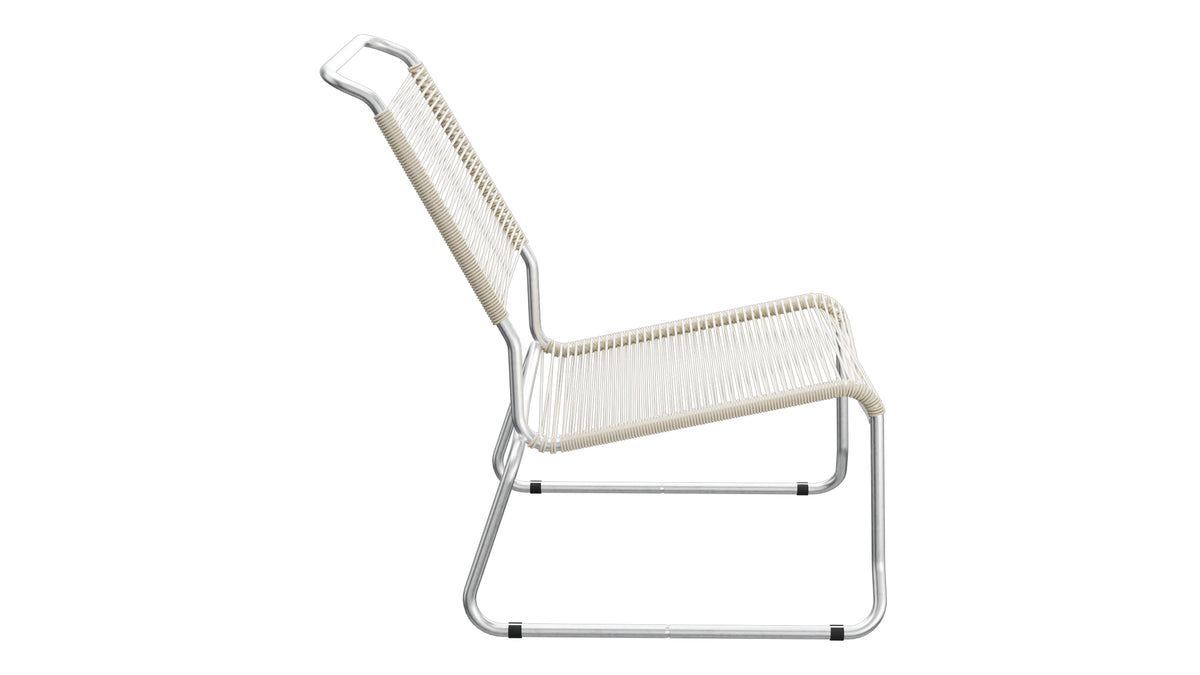 Säntis Spaghetti-Lounger ohne Armlehne Hochlehner Kufen in Pastellsand präsentiert im Onlineshop von KAQTU Design AG. Outdoor-Sessel ist von Schaffner