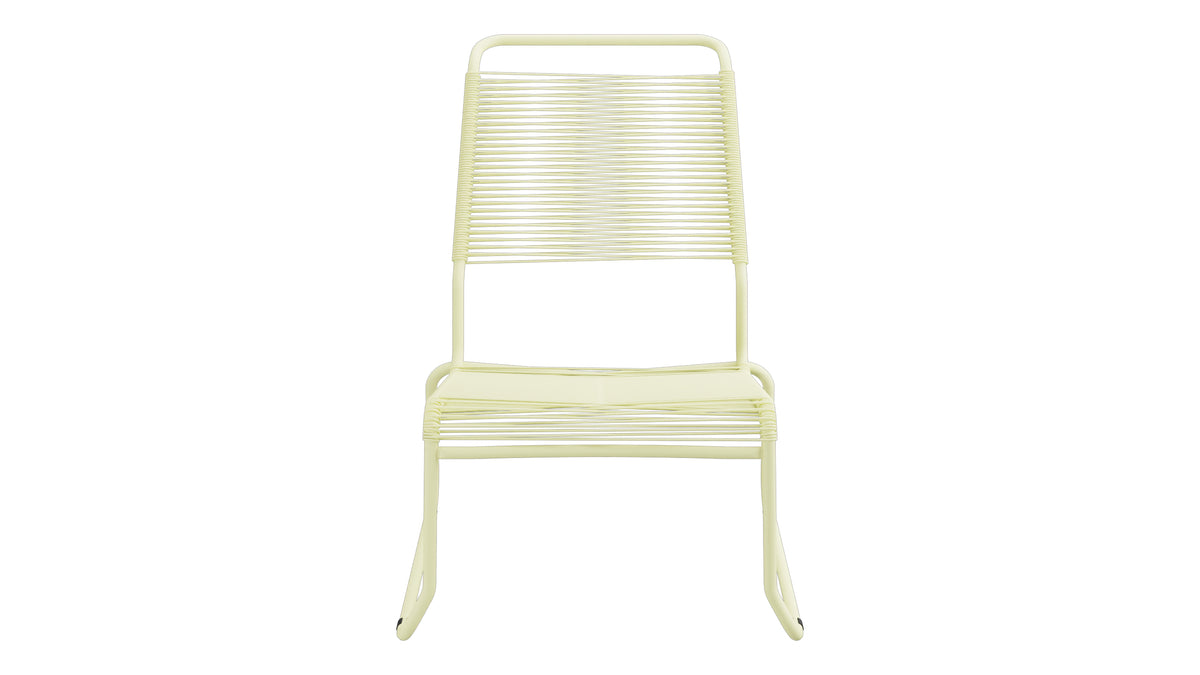Säntis Spaghetti-Lounger ohne Armlehne Hochlehner Kufen in Buchsbaumgelb präsentiert im Onlineshop von KAQTU Design AG. Outdoor-Sessel ist von Schaffner