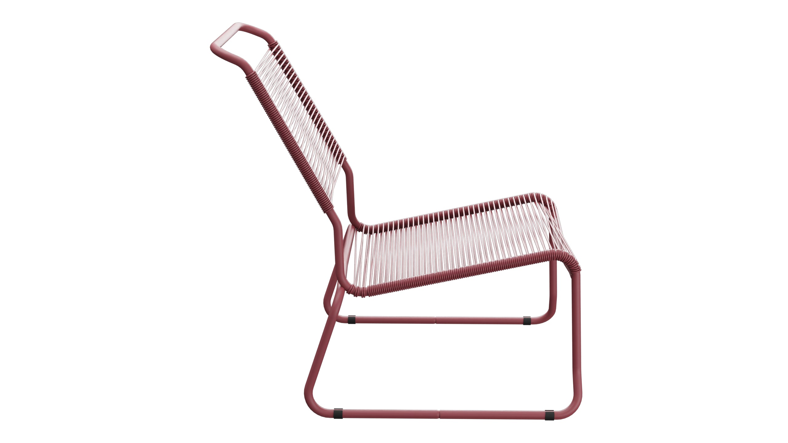 Säntis Spaghetti-Lounger ohne Armlehne Hochlehner Kufen in Bordeaux präsentiert im Onlineshop von KAQTU Design AG. Outdoor-Sessel ist von Schaffner