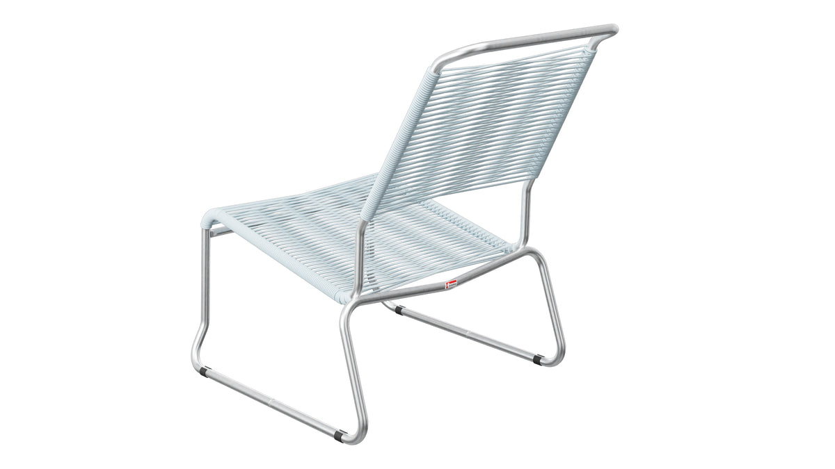 Säntis Spaghetti-Lounger ohne Armlehne Hochlehner Kufen in Pastellblau präsentiert im Onlineshop von KAQTU Design AG. Outdoor-Sessel ist von Schaffner