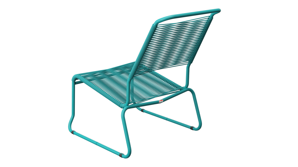 Säntis Spaghetti-Lounger ohne Armlehne Hochlehner Kufen in Kaliblau präsentiert im Onlineshop von KAQTU Design AG. Outdoor-Sessel ist von Schaffner