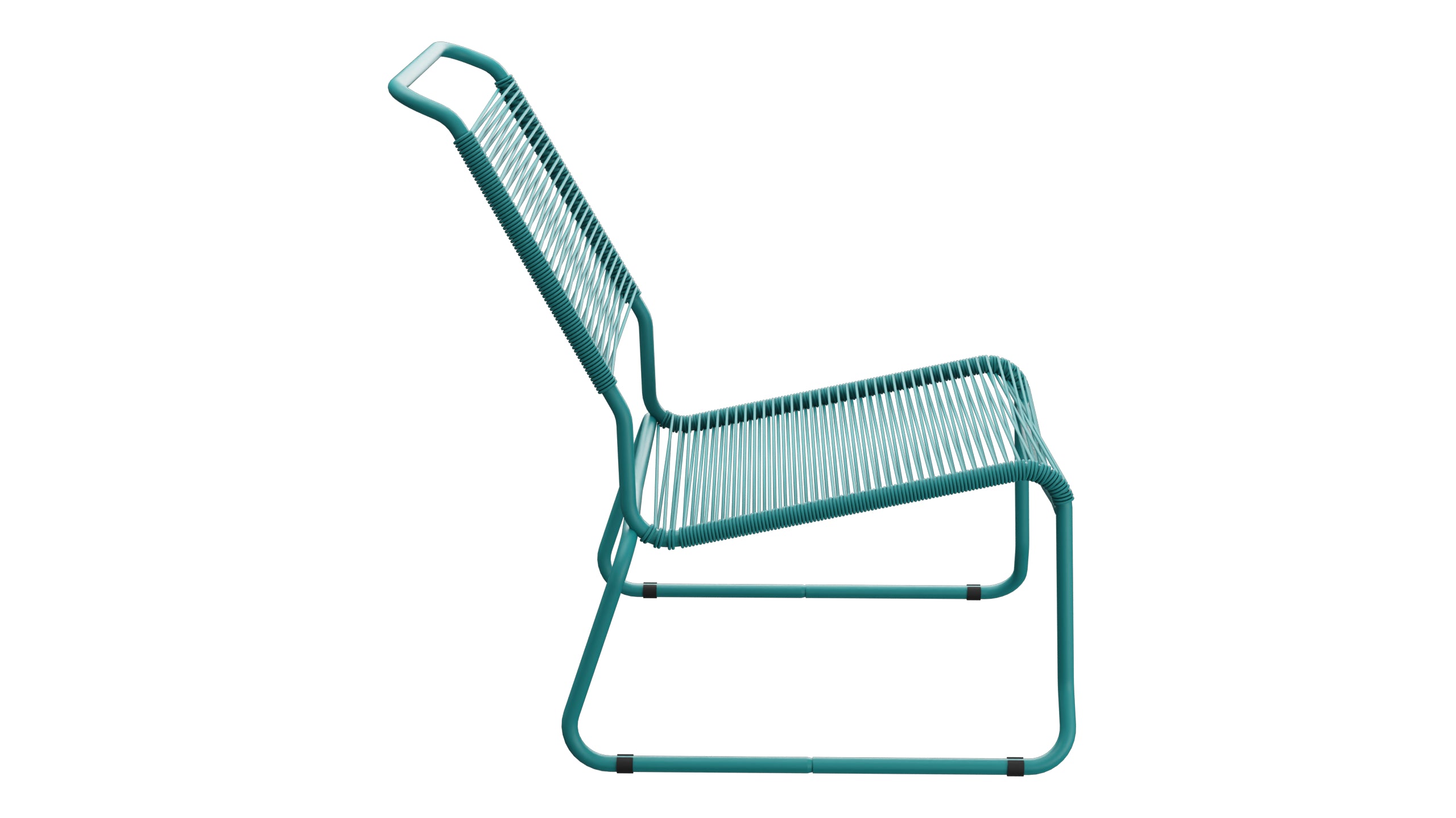 Säntis Spaghetti-Lounger ohne Armlehne Hochlehner Kufen in Kaliblau präsentiert im Onlineshop von KAQTU Design AG. Outdoor-Sessel ist von Schaffner