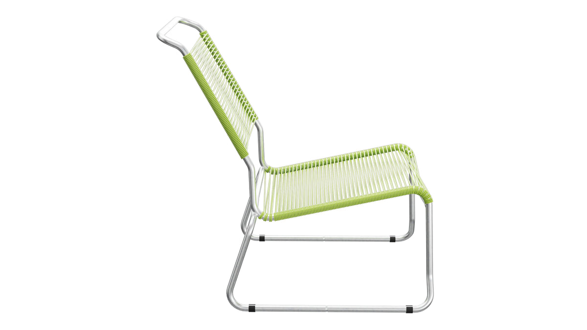 Säntis Spaghetti-Lounger ohne Armlehne Hochlehner Kufen in Hellgrün präsentiert im Onlineshop von KAQTU Design AG. Outdoor-Sessel ist von Schaffner