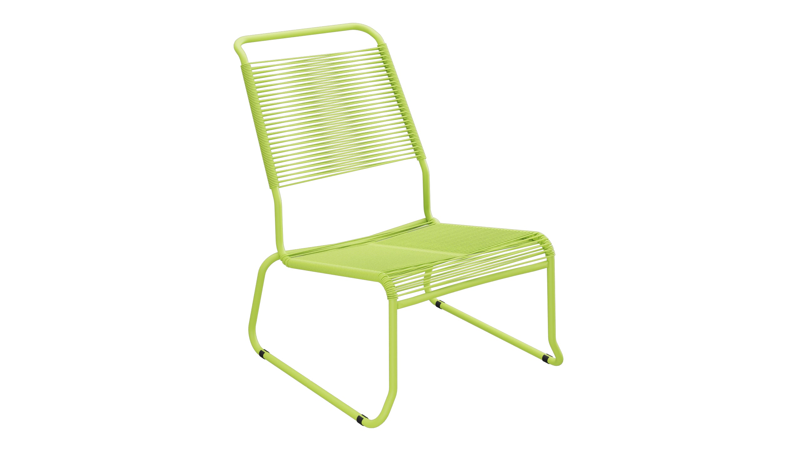 Säntis Spaghetti-Lounger ohne Armlehne Hochlehner Kufen in Hellgrün präsentiert im Onlineshop von KAQTU Design AG. Outdoor-Sessel ist von Schaffner