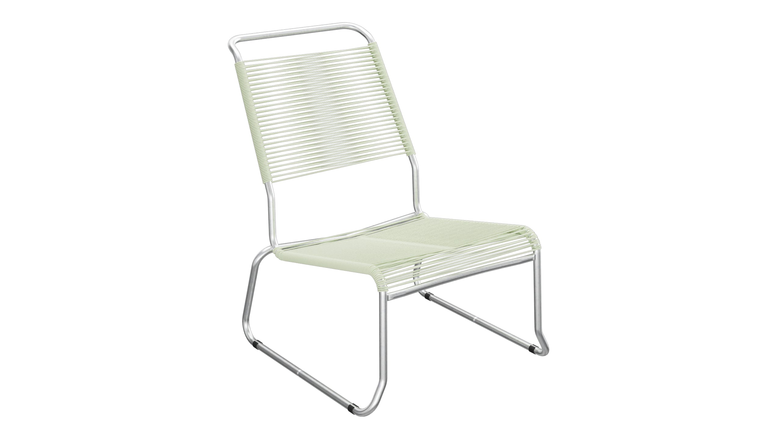Säntis Spaghetti-Lounger ohne Armlehne Hochlehner Kufen in Pastellgrün präsentiert im Onlineshop von KAQTU Design AG. Outdoor-Sessel ist von Schaffner