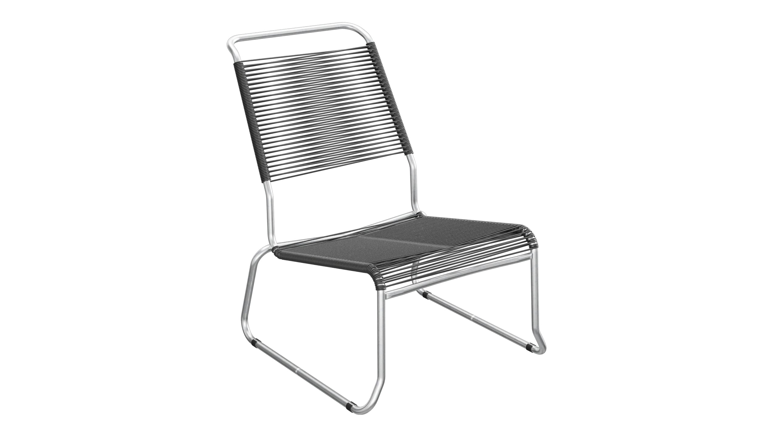 Säntis Spaghetti-Lounger ohne Armlehne Hochlehner Kufen in Anthrazit präsentiert im Onlineshop von KAQTU Design AG. Outdoor-Sessel ist von Schaffner