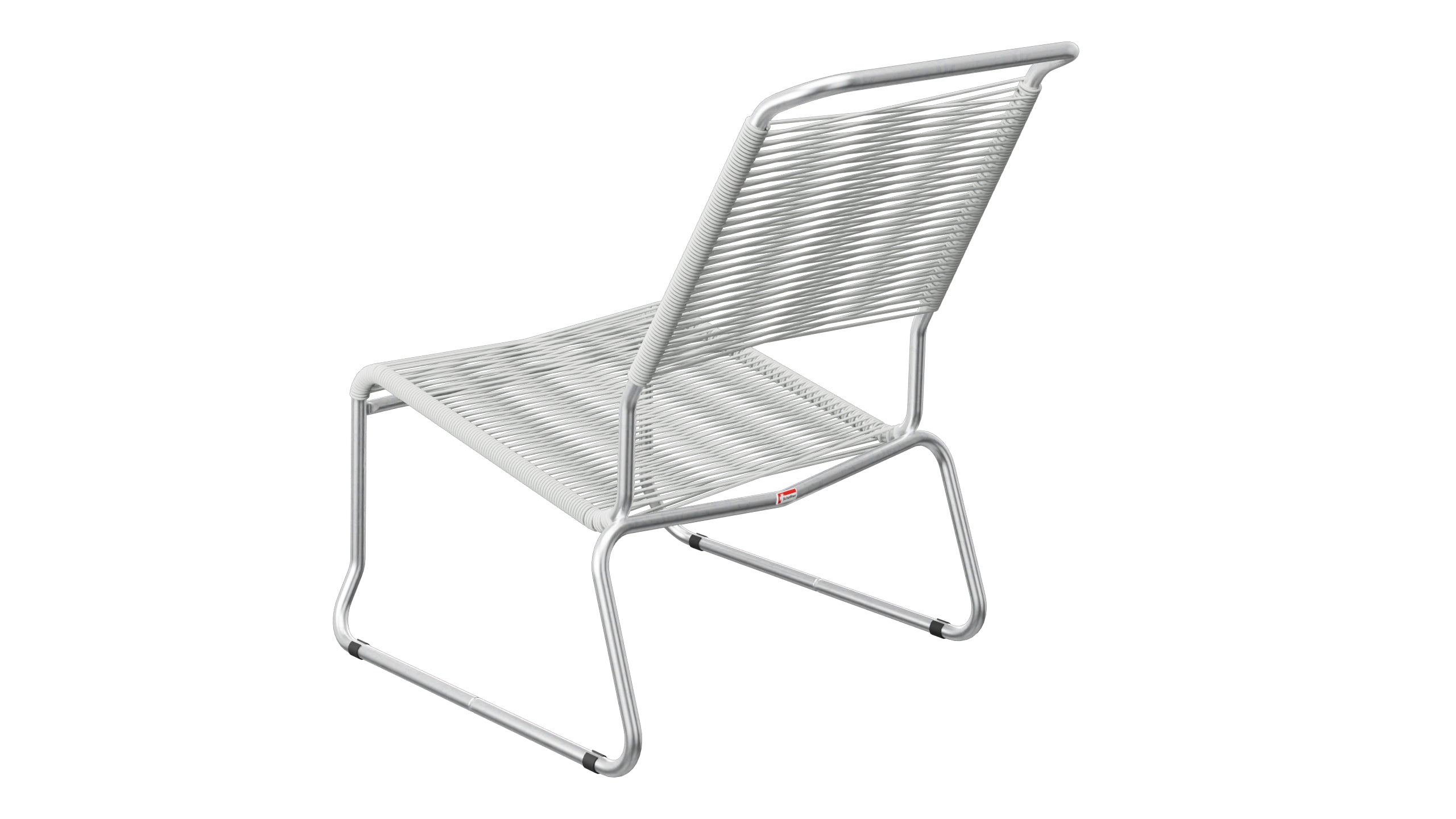 Säntis Spaghetti-Lounger ohne Armlehne Hochlehner Kufen in Alusilber präsentiert im Onlineshop von KAQTU Design AG. Outdoor-Sessel ist von Schaffner