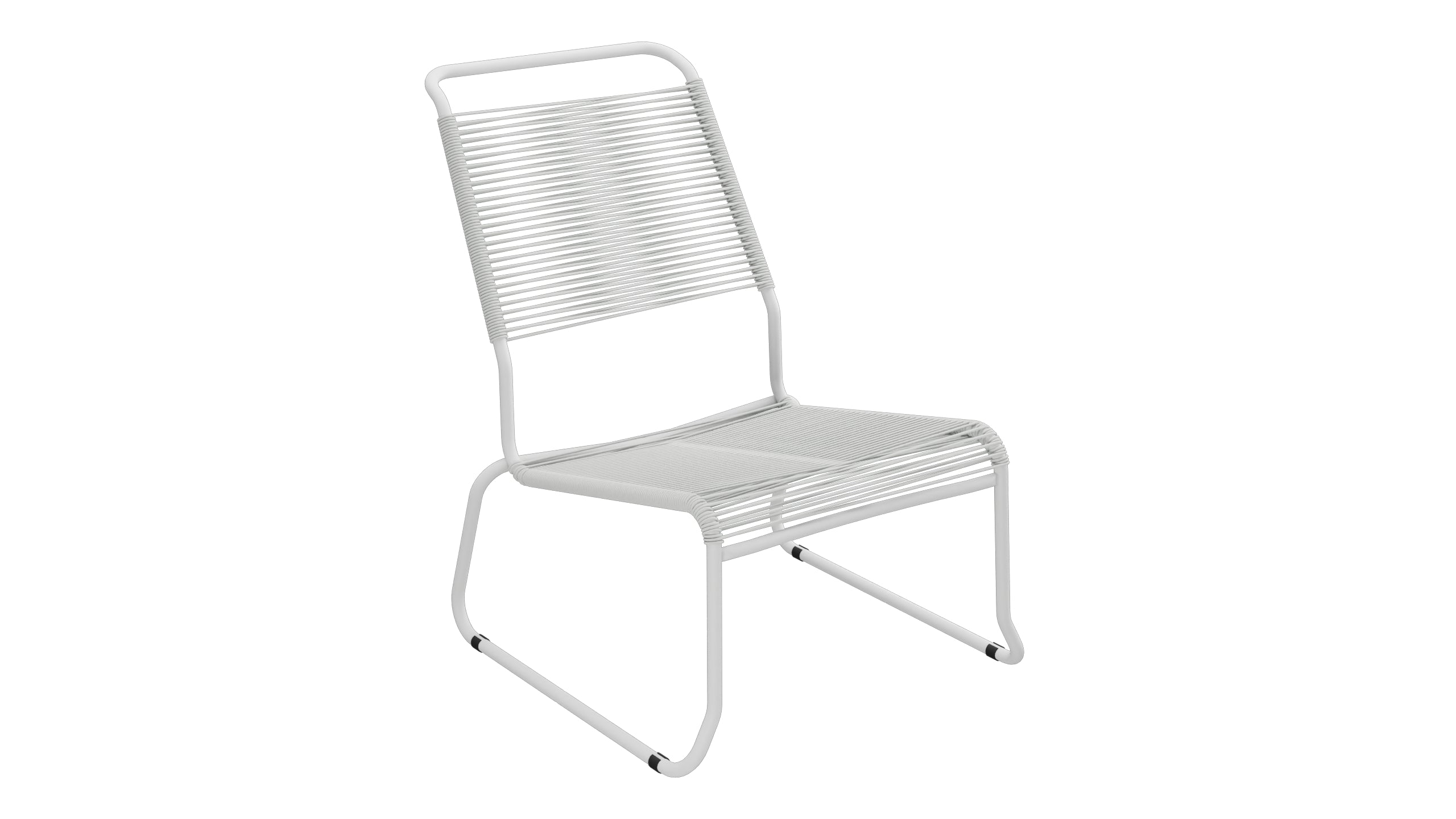 Säntis Spaghetti-Lounger ohne Armlehne Hochlehner Kufen in Alusilber präsentiert im Onlineshop von KAQTU Design AG. Outdoor-Sessel ist von Schaffner