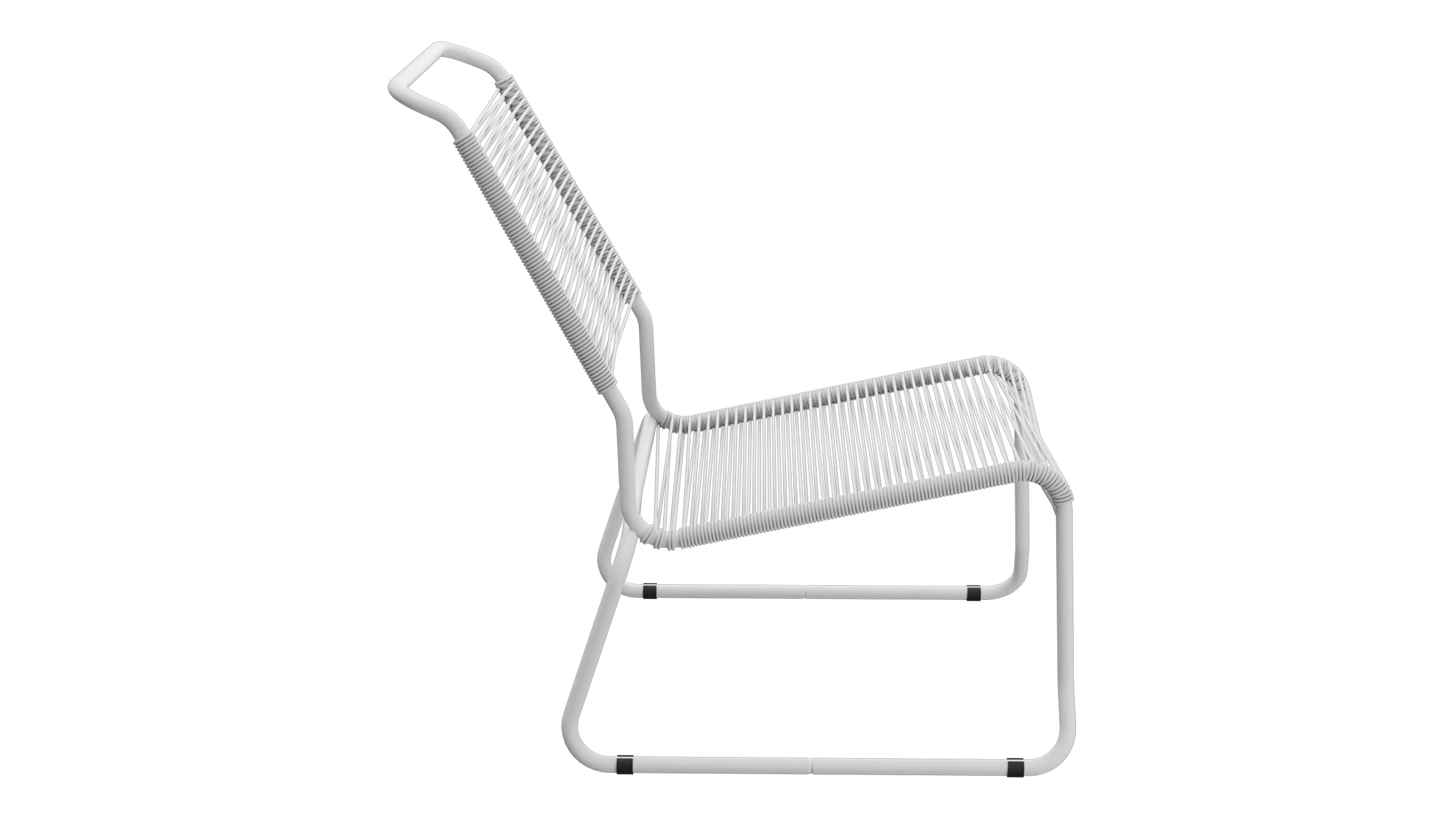Säntis Spaghetti-Lounger ohne Armlehne Hochlehner Kufen in Alusilber präsentiert im Onlineshop von KAQTU Design AG. Outdoor-Sessel ist von Schaffner