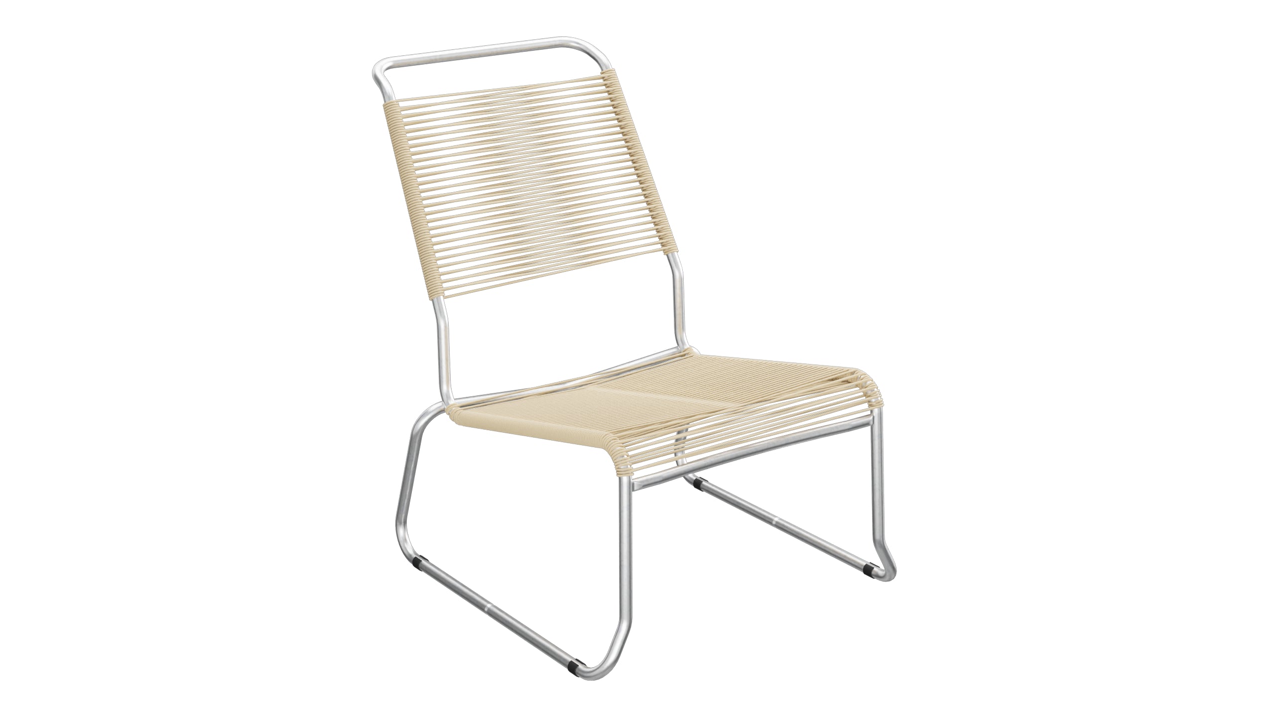 Säntis Spaghetti-Lounger ohne Armlehne Hochlehner Kufen in Pastellbraun präsentiert im Onlineshop von KAQTU Design AG. Outdoor-Sessel ist von Schaffner