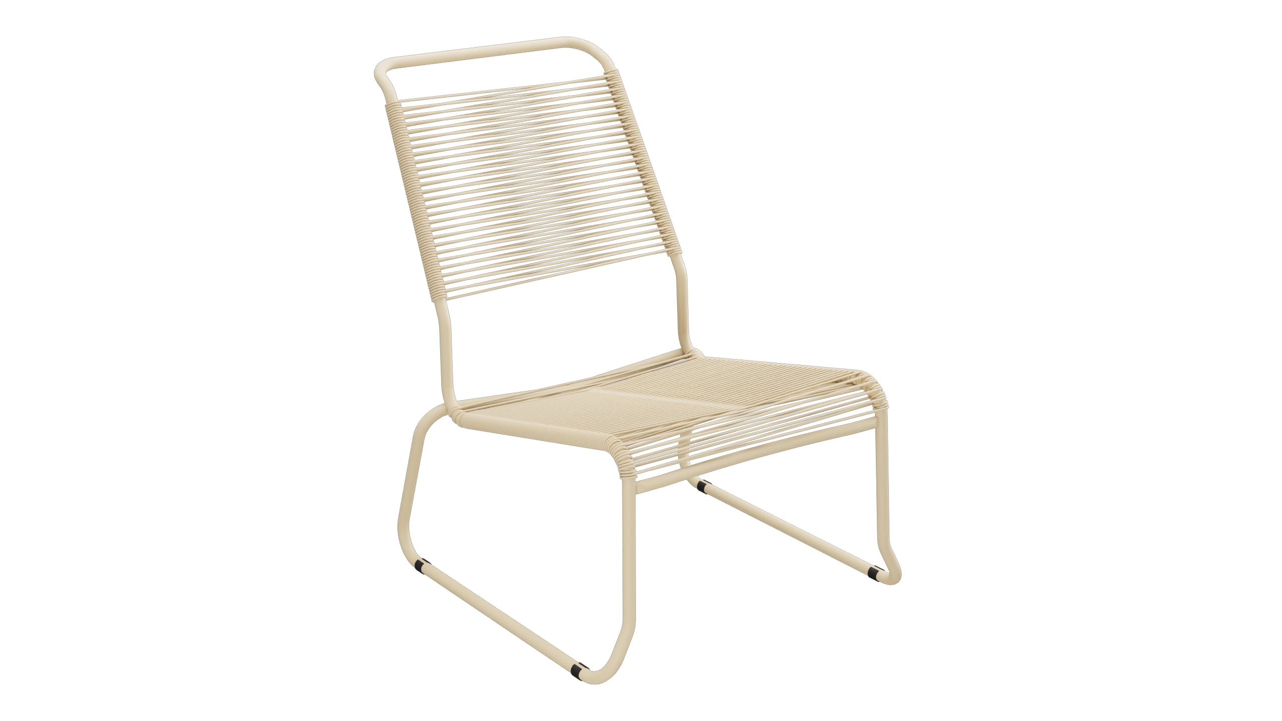 Säntis Spaghetti-Lounger ohne Armlehne Hochlehner Kufen in Pastellbraun präsentiert im Onlineshop von KAQTU Design AG. Outdoor-Sessel ist von Schaffner