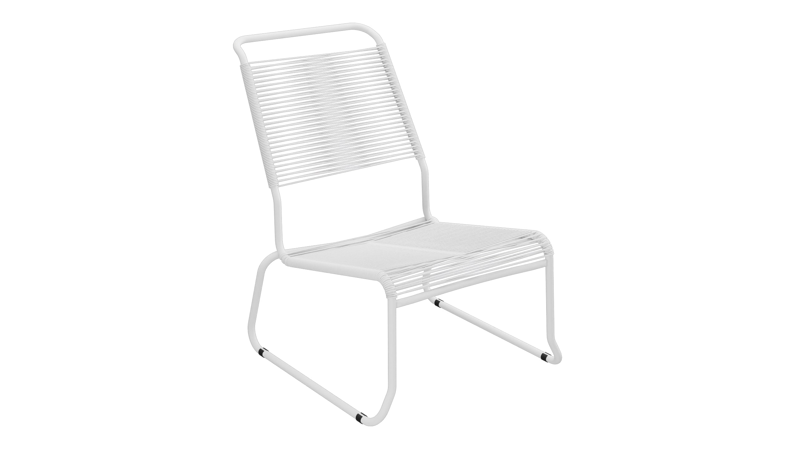 Säntis Spaghetti-Lounger ohne Armlehne Hochlehner Kufen in Weiss präsentiert im Onlineshop von KAQTU Design AG. Outdoor-Sessel ist von Schaffner