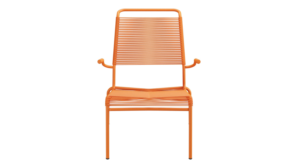 Säntis Lounger Spaghetti mit Armlehne Hochlehner in Orange präsentiert im Onlineshop von KAQTU Design AG. Outdoor-Sessel mit Armlehnen ist von Schaffner