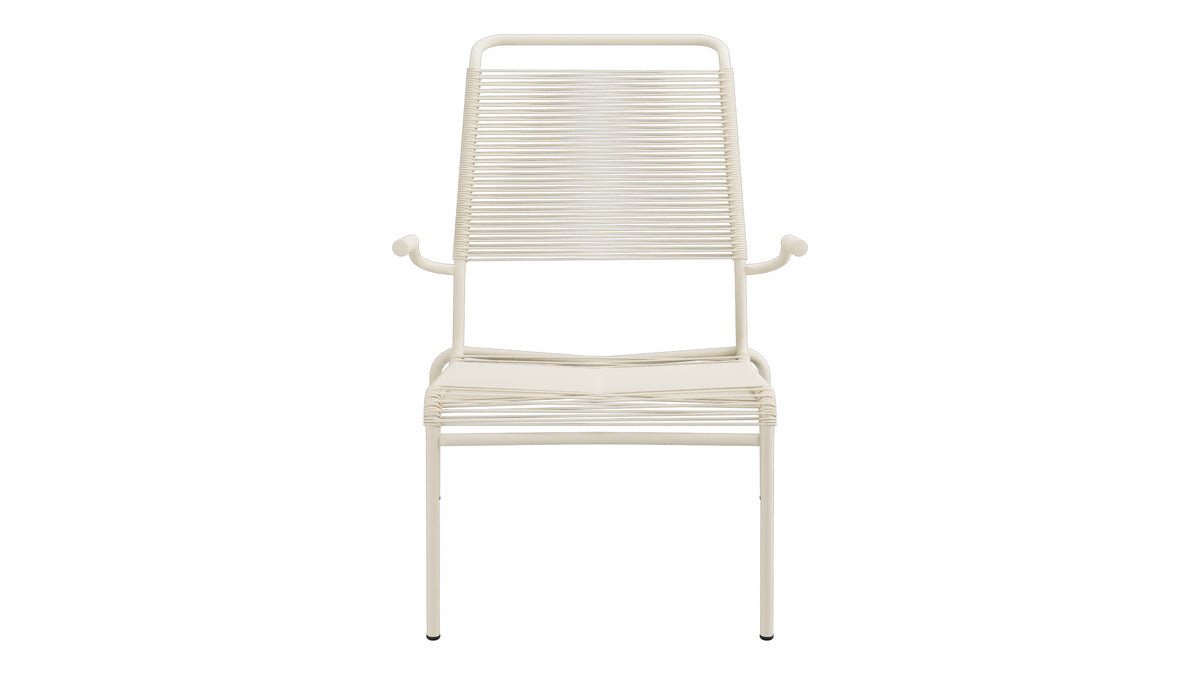Säntis Lounger Spaghetti mit Armlehne Hochlehner in Pastellsand präsentiert im Onlineshop von KAQTU Design AG. Outdoor-Sessel mit Armlehnen ist von Schaffner