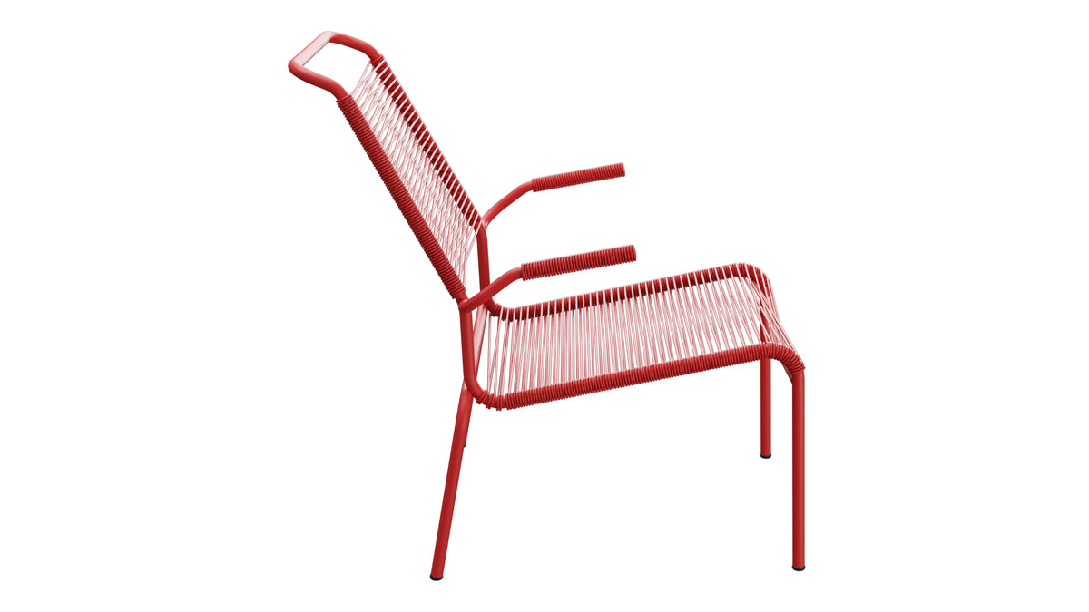 Säntis Lounger Spaghetti mit Armlehne Hochlehner in Rot präsentiert im Onlineshop von KAQTU Design AG. Outdoor-Sessel mit Armlehnen ist von Schaffner