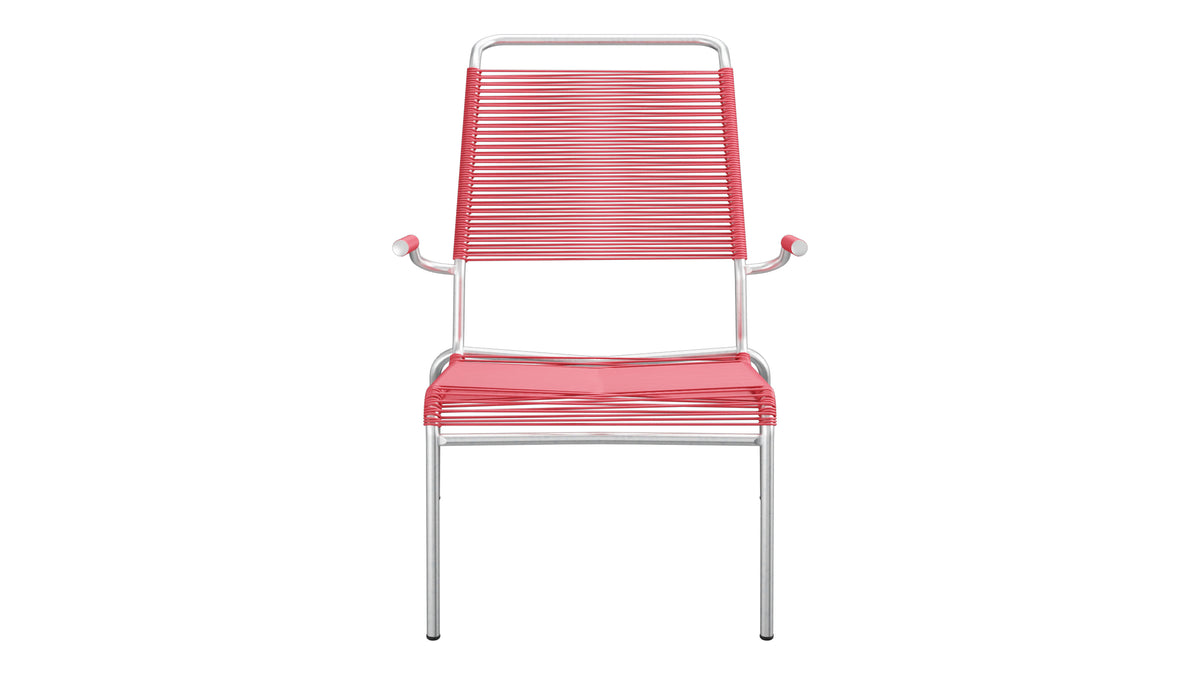 Säntis Lounger Spaghetti mit Armlehne Hochlehner in Ahornrot präsentiert im Onlineshop von KAQTU Design AG. Outdoor-Sessel mit Armlehnen ist von Schaffner