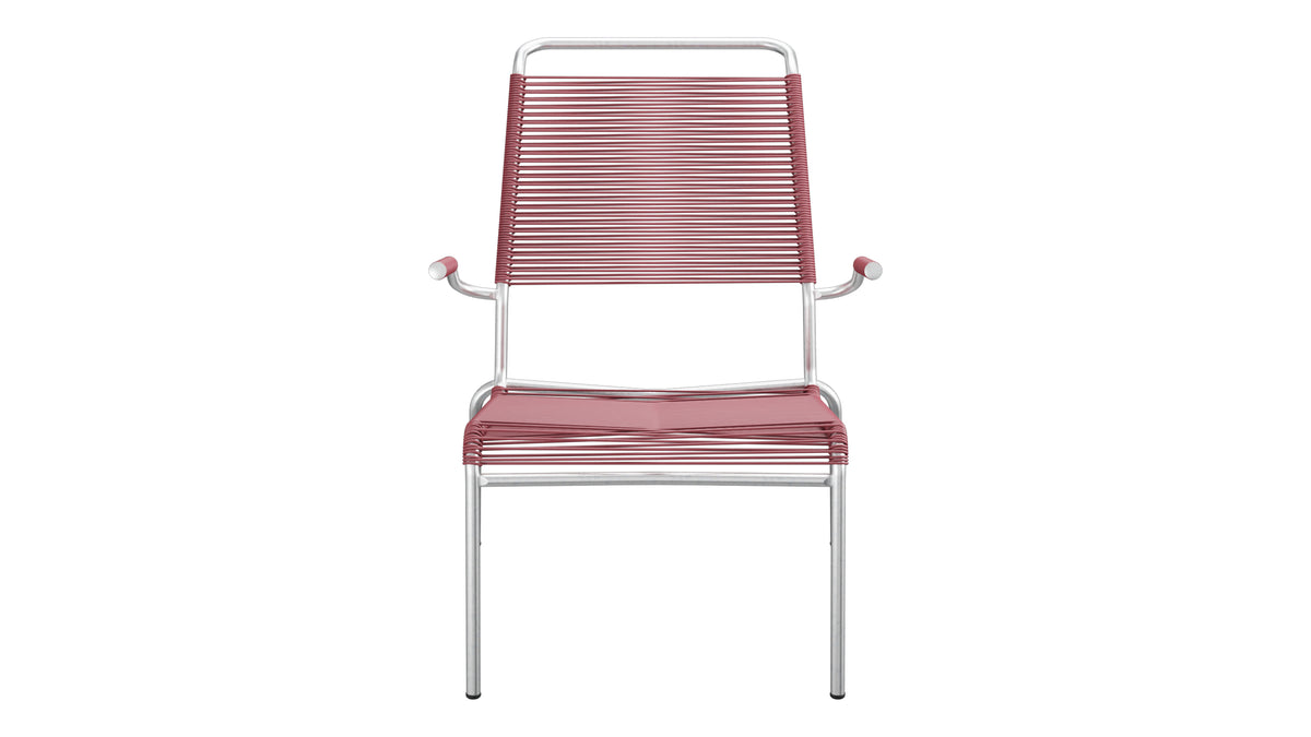 Säntis Lounger Spaghetti mit Armlehne Hochlehner in Bordeaux präsentiert im Onlineshop von KAQTU Design AG. Outdoor-Sessel mit Armlehnen ist von Schaffner