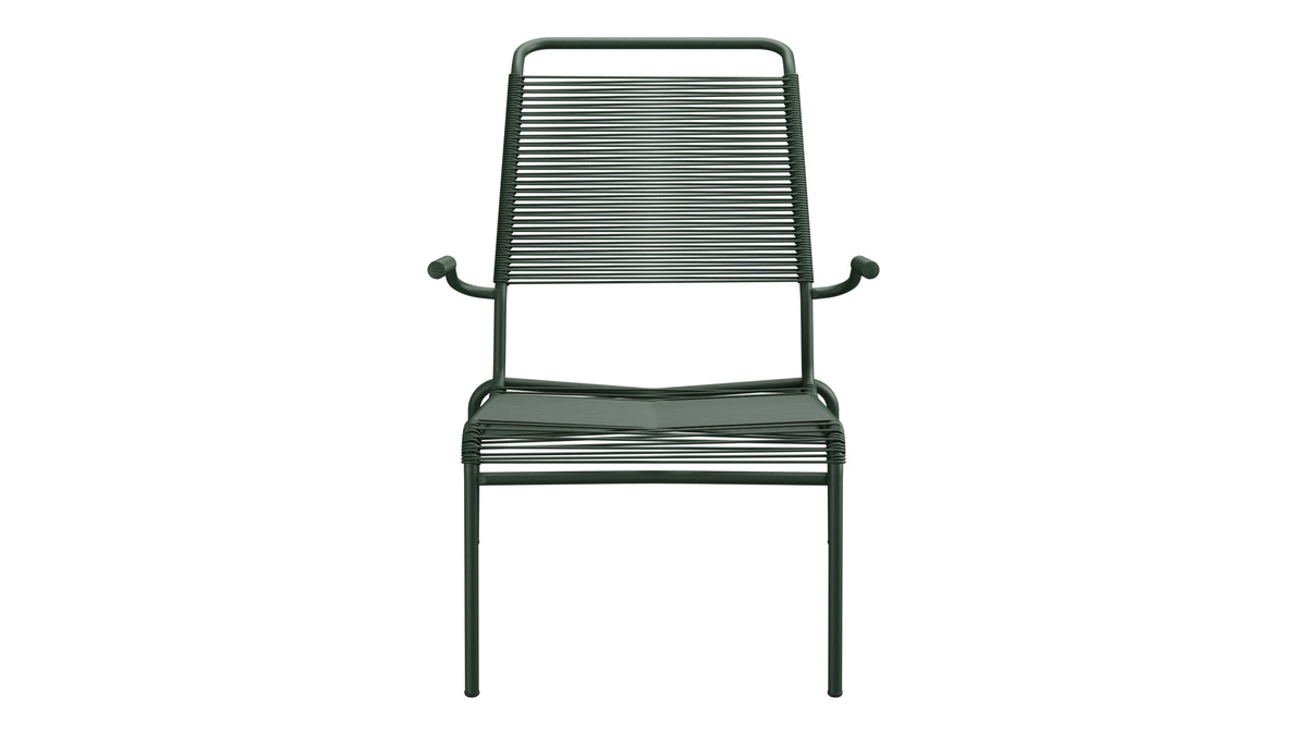 Säntis Lounger Spaghetti mit Armlehne Hochlehner in Tannengrün präsentiert im Onlineshop von KAQTU Design AG. Outdoor-Sessel mit Armlehnen ist von Schaffner