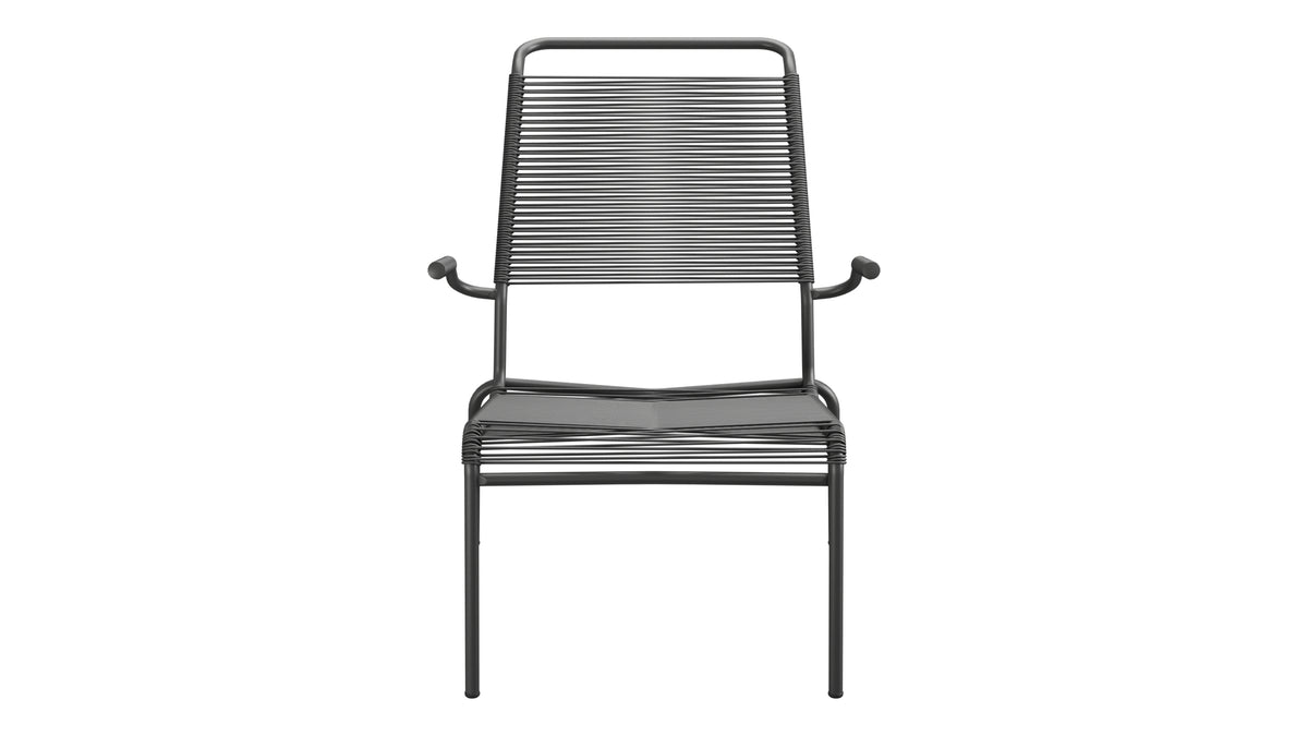 Säntis Lounger Spaghetti mit Armlehne Hochlehner in Anthrazit präsentiert im Onlineshop von KAQTU Design AG. Outdoor-Sessel mit Armlehnen ist von Schaffner
